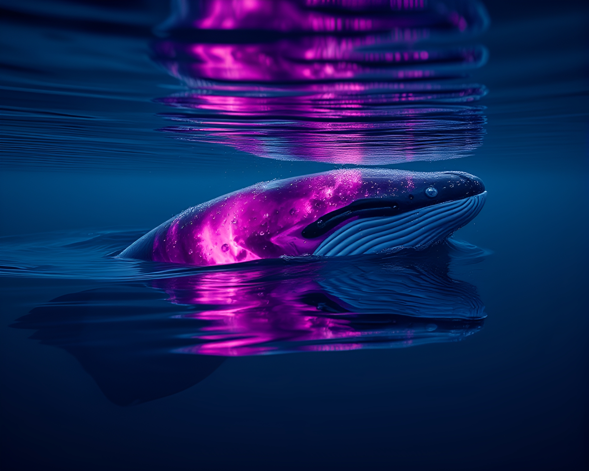 Majestic Whale Reflection in Sapphire Waters – free AI stock image