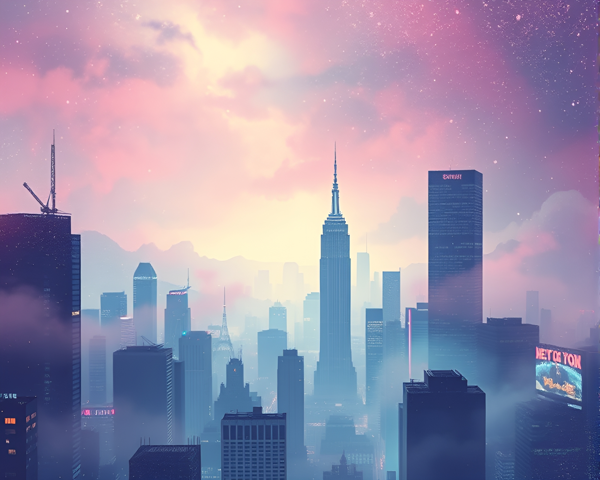 Futuristic Foil Stamped Virtual Cityscape Illustration – free AI stock image