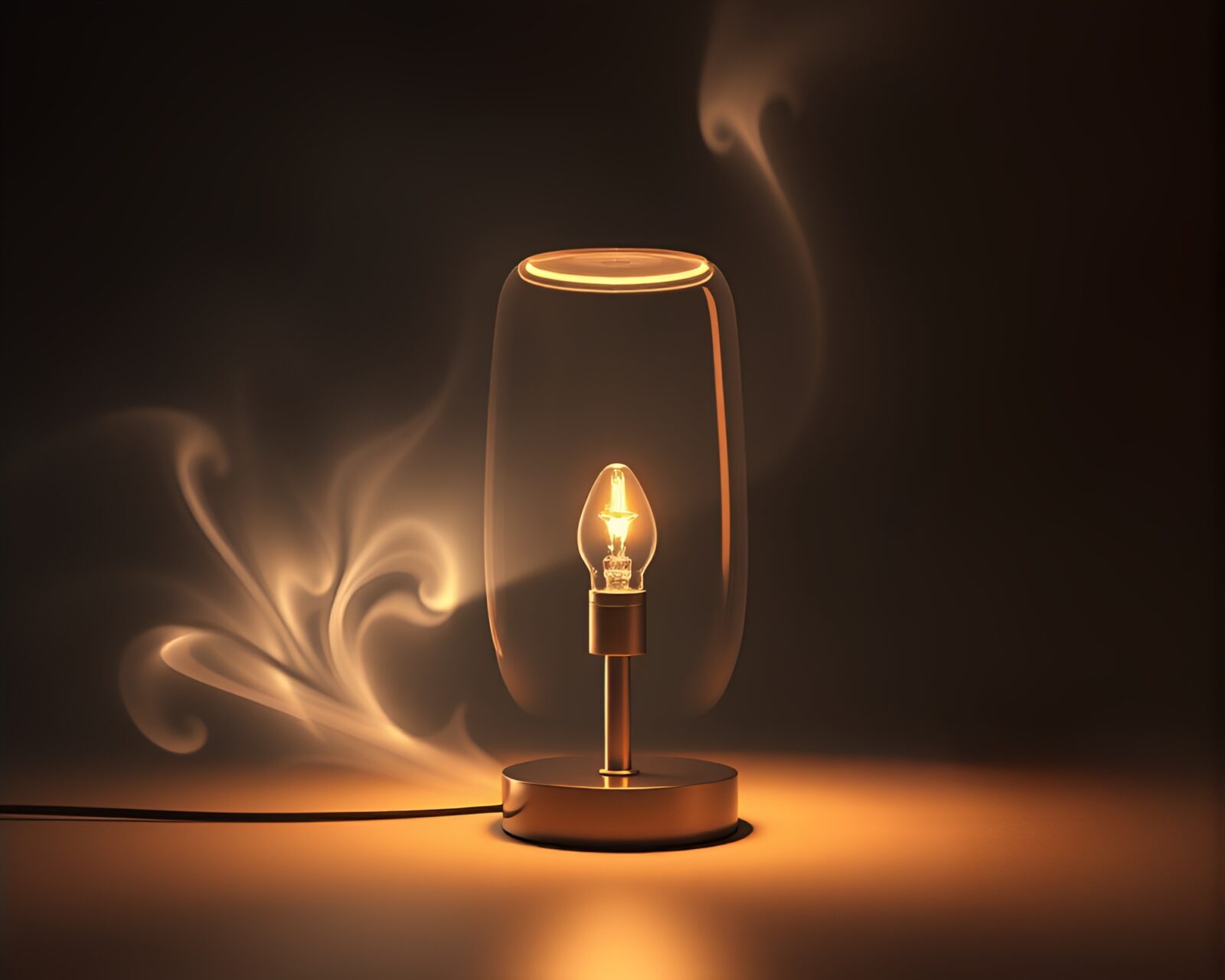 High-poly 3D render of lamp with fractal overlay