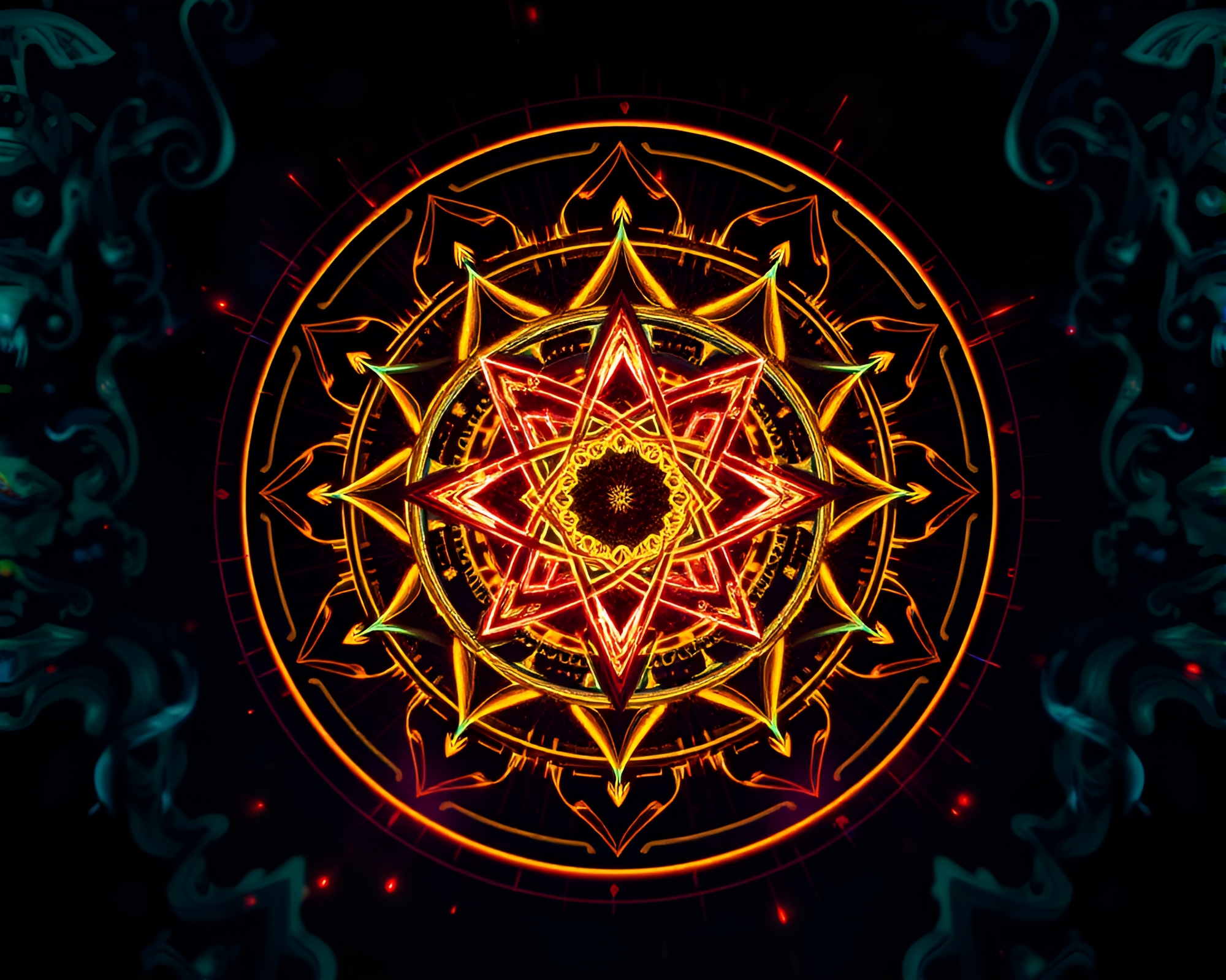 Esoteric Zoom Burst: Jewel Tones Sigil Illumination – free AI stock image