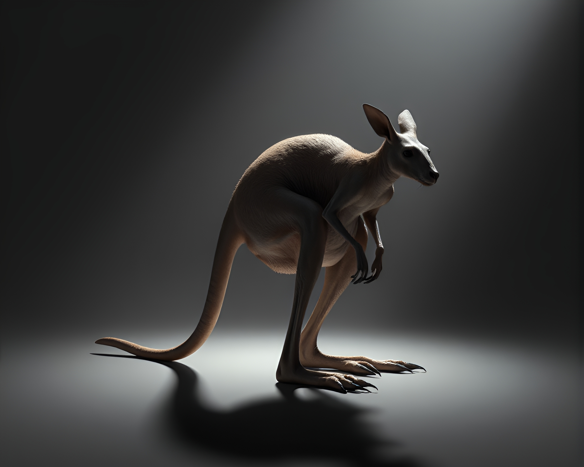 Ethereal Kangaroo in Necromantic Shade 3D Render – free AI stock image