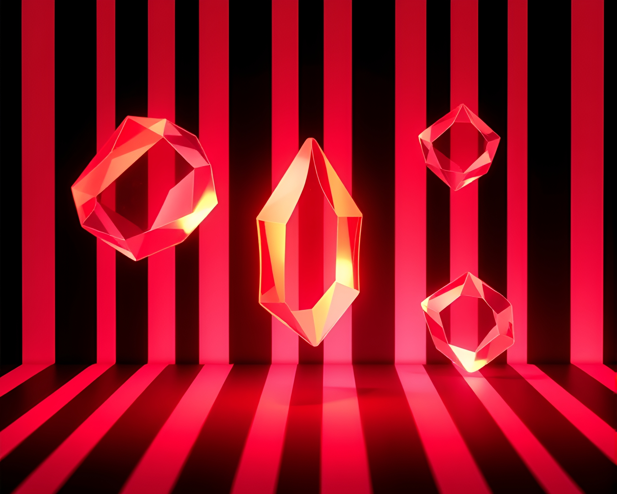 Striped Crystal Floating in Infrared Paper-cutout World – free AI stock image