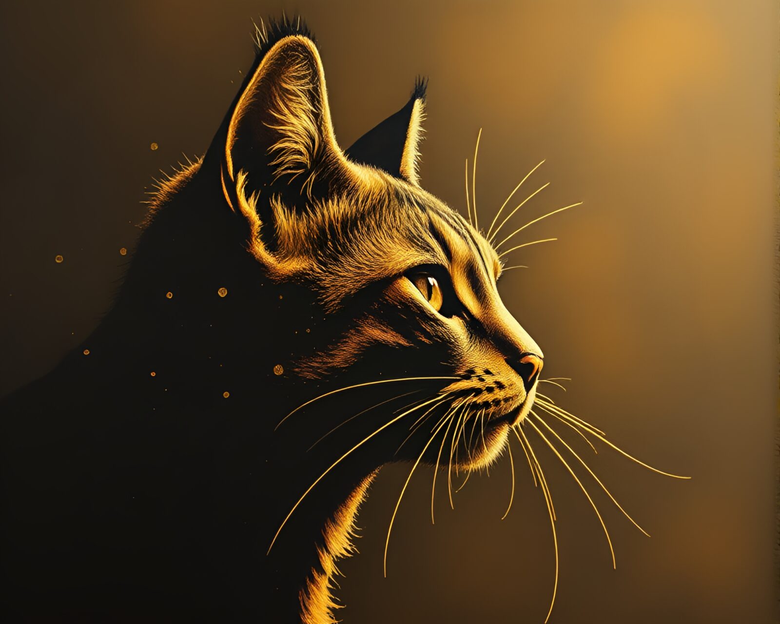 Majestic silhouette of Schrodinger's cat in golden savannah