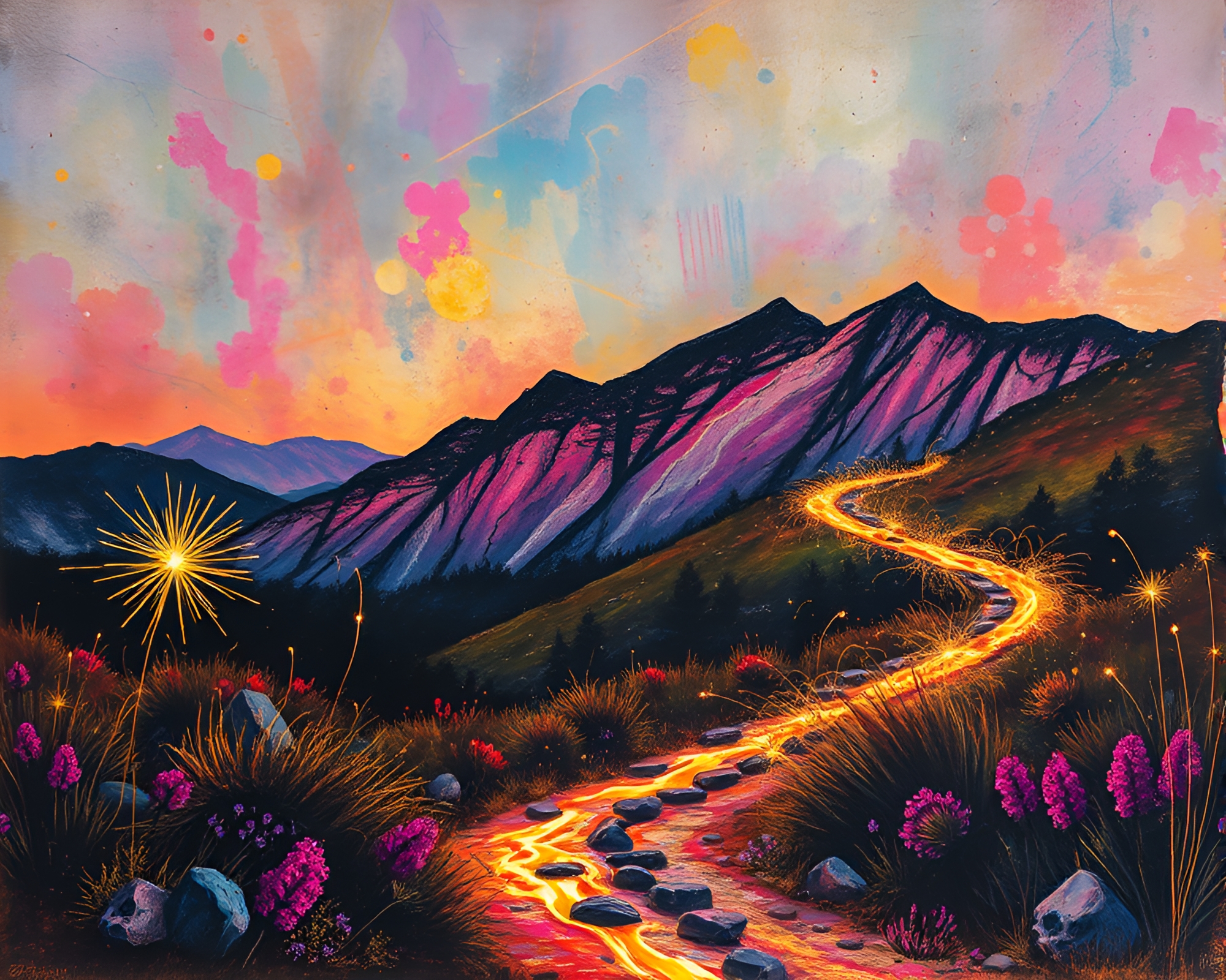 Ethereal Djinn Amidst Graffiti Sparkler Trails – free AI stock image