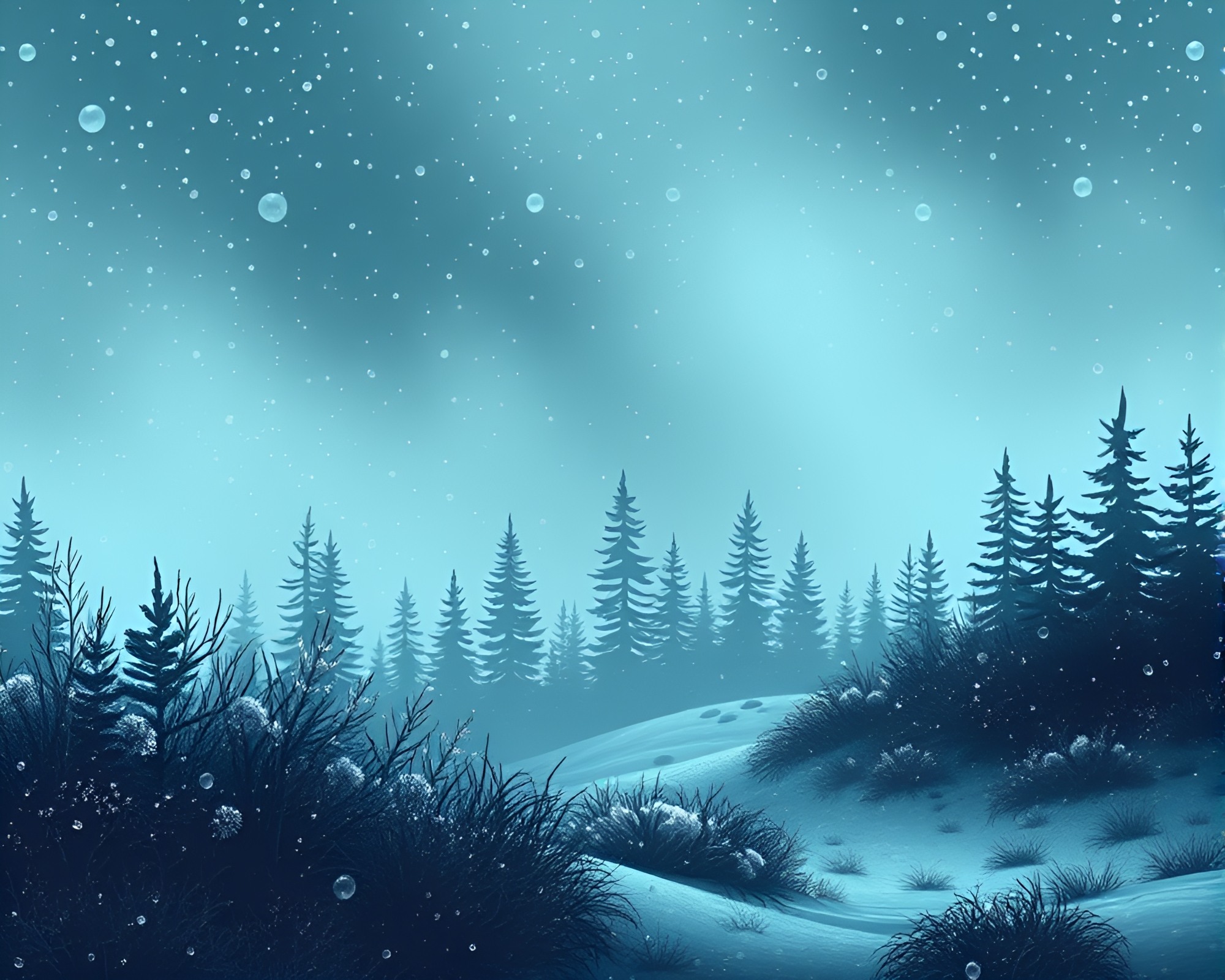 Frozen Forest Dew Drops Vector Art – free AI stock image