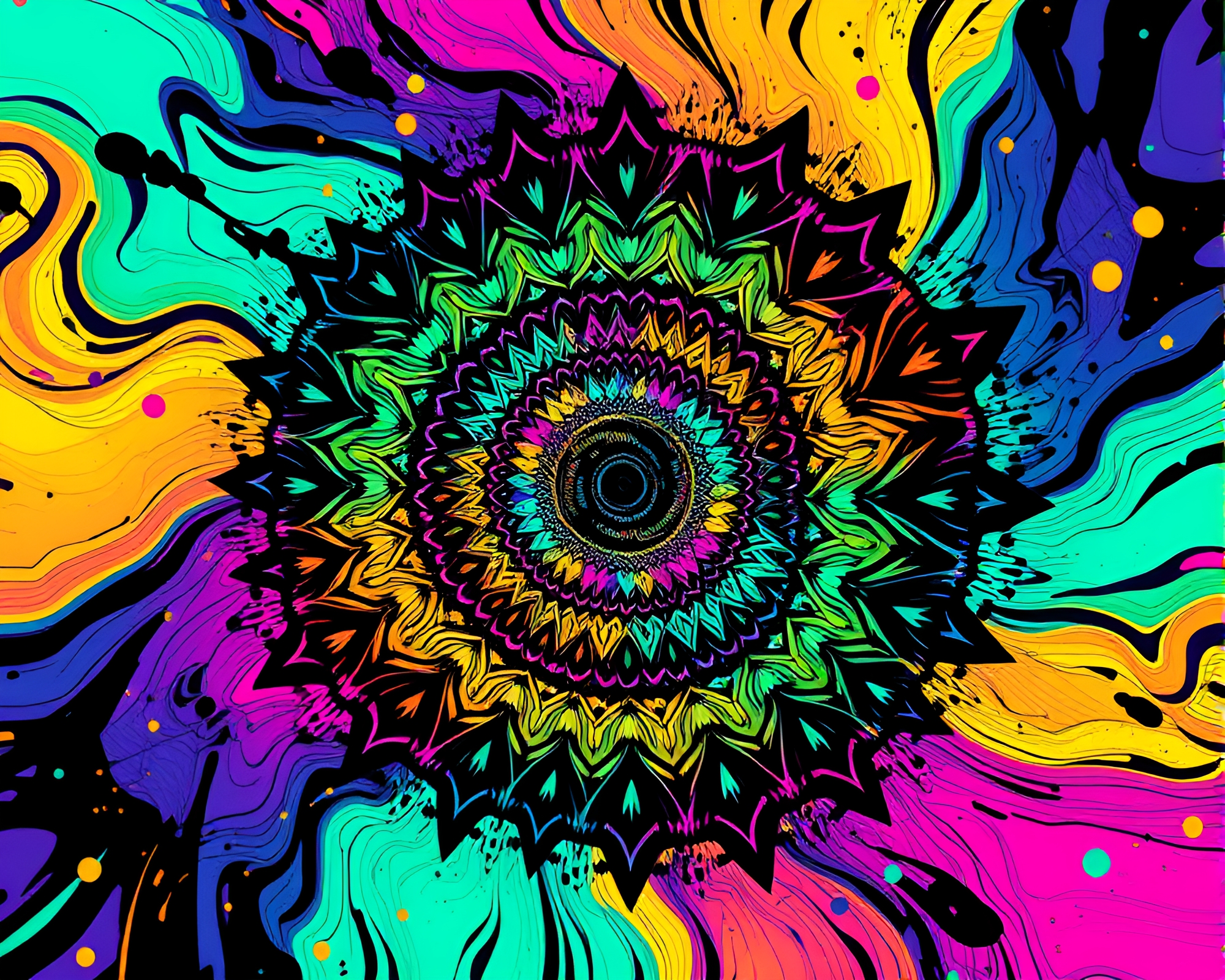 Graffiti Vaporwave Mandala Vortex Art – free AI stock image