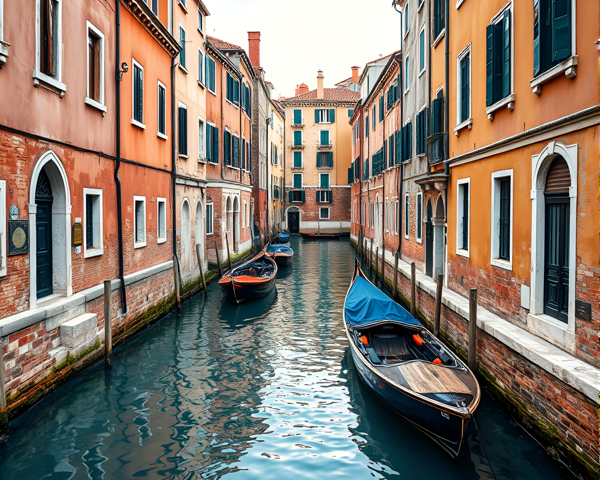 Venetian Canal Tiled Mosaic in Jewel Tones – free AI stock image