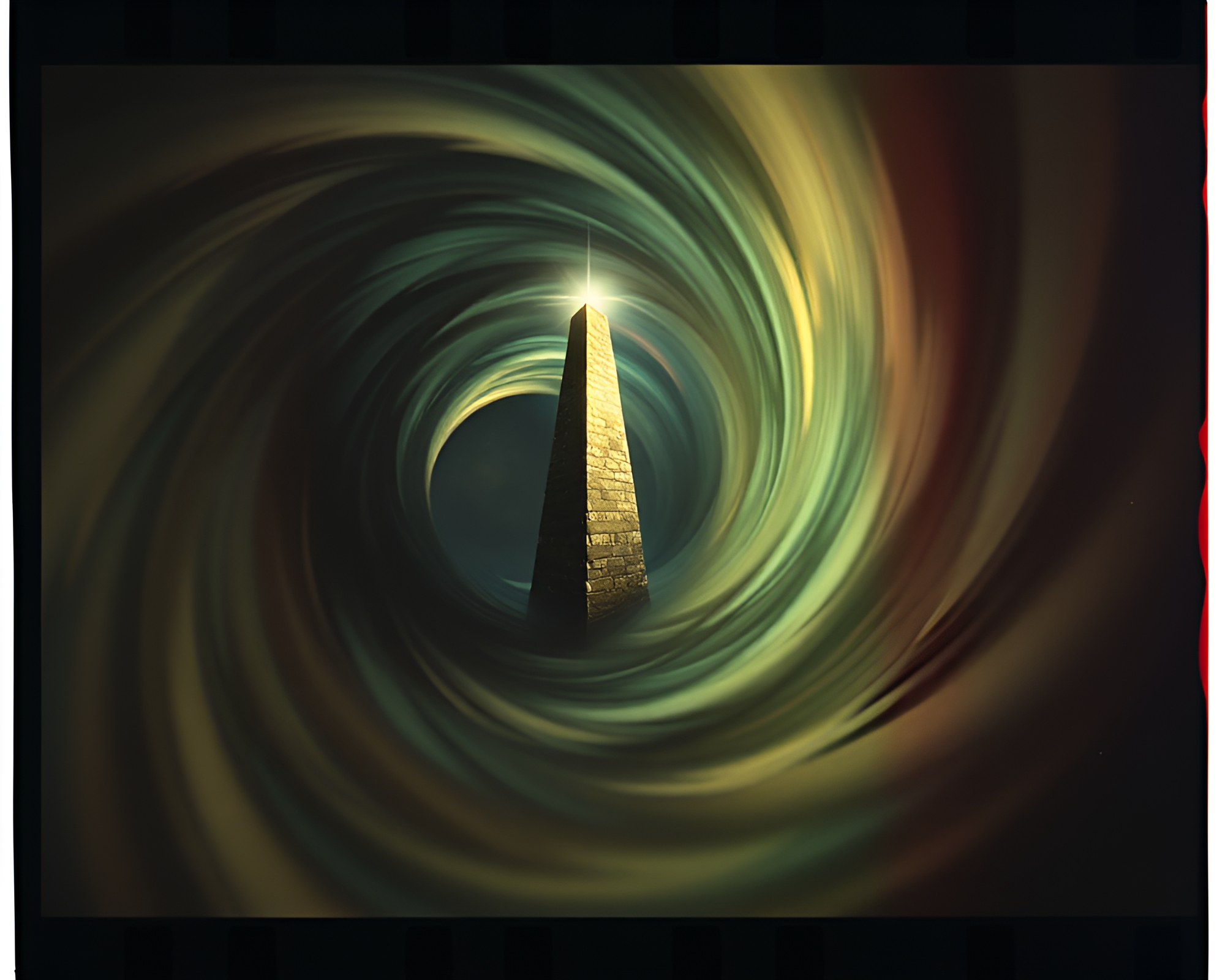 Mesmerizing Vortex Twist Around Ancient Obelisk – free AI stock image