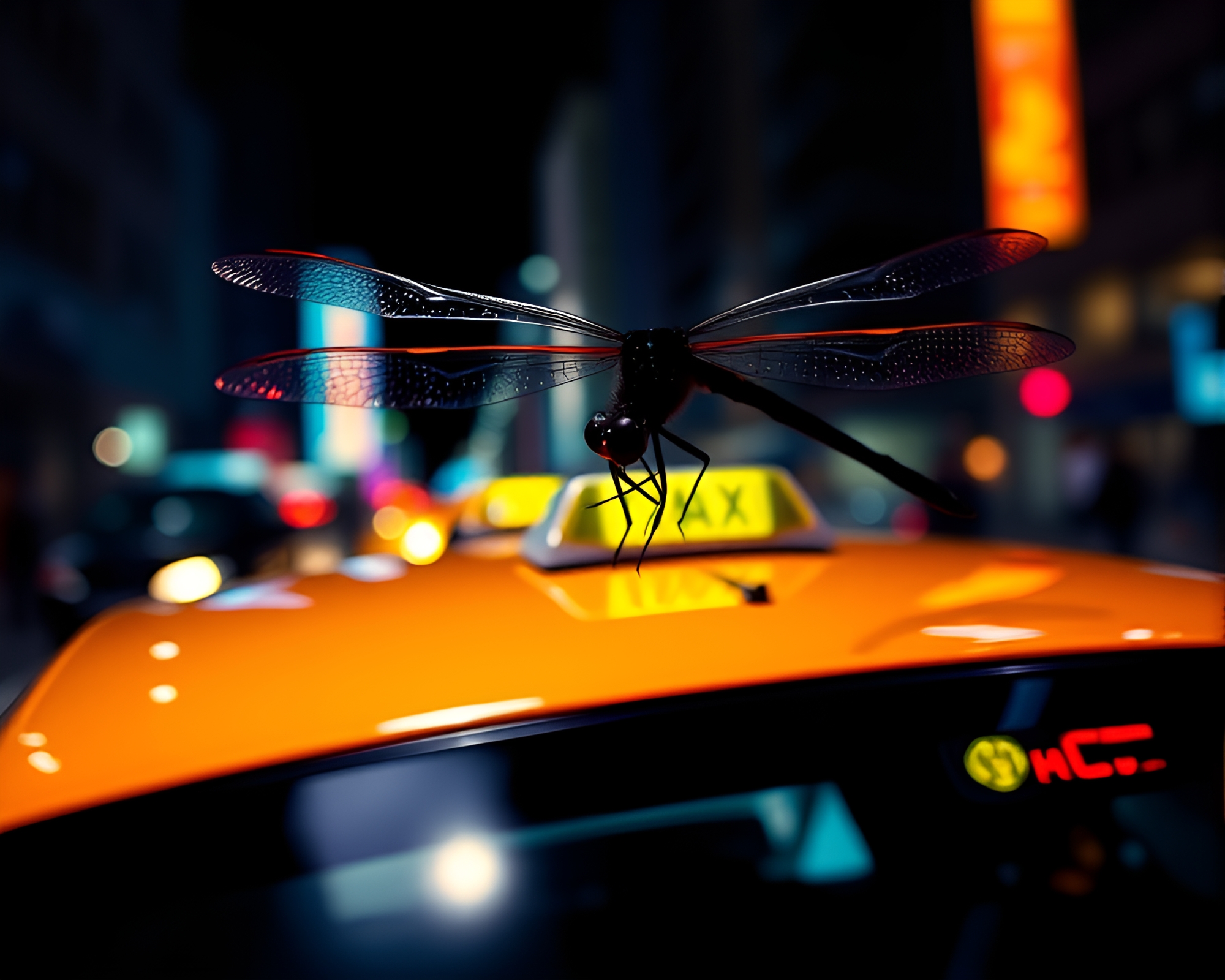 Dragonfly Taxi in Ultraviolet Blueprint Style – free AI stock image