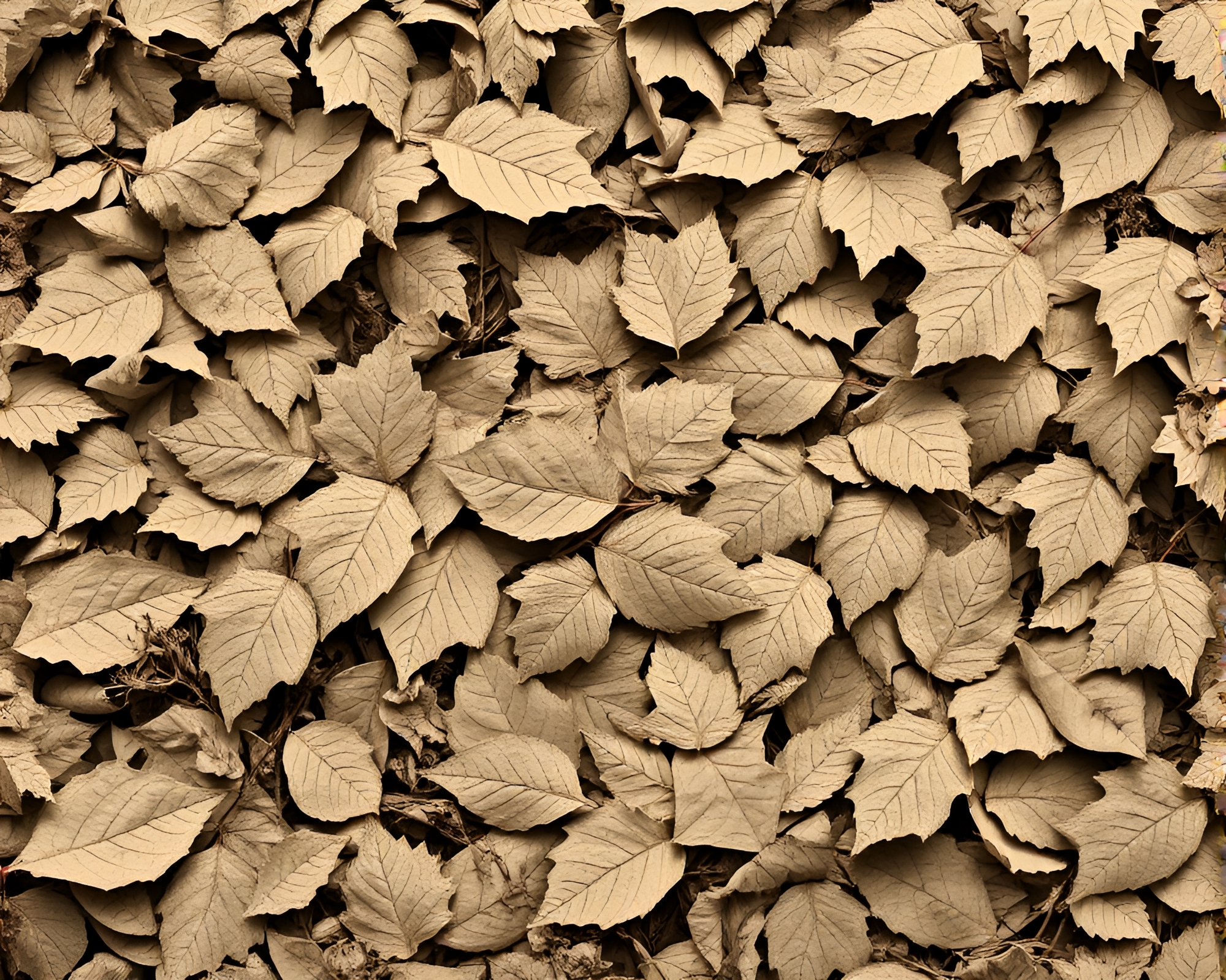 Leaf Litter Escher Tessellation in Sepia Tone – free AI stock image