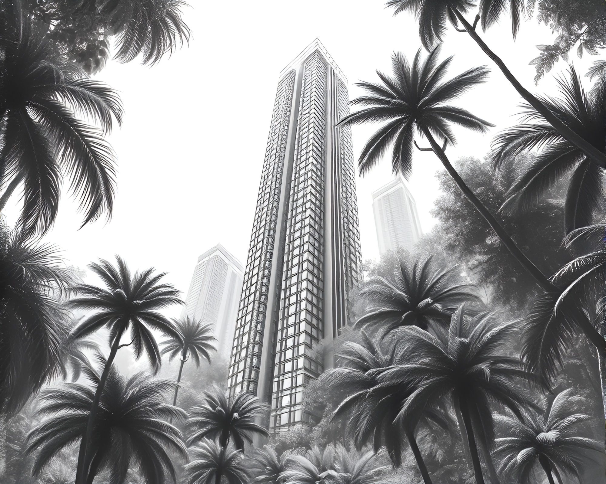 Fibonacci Spiral Skyscraper In Charcoal Jungle Shade – free AI stock image