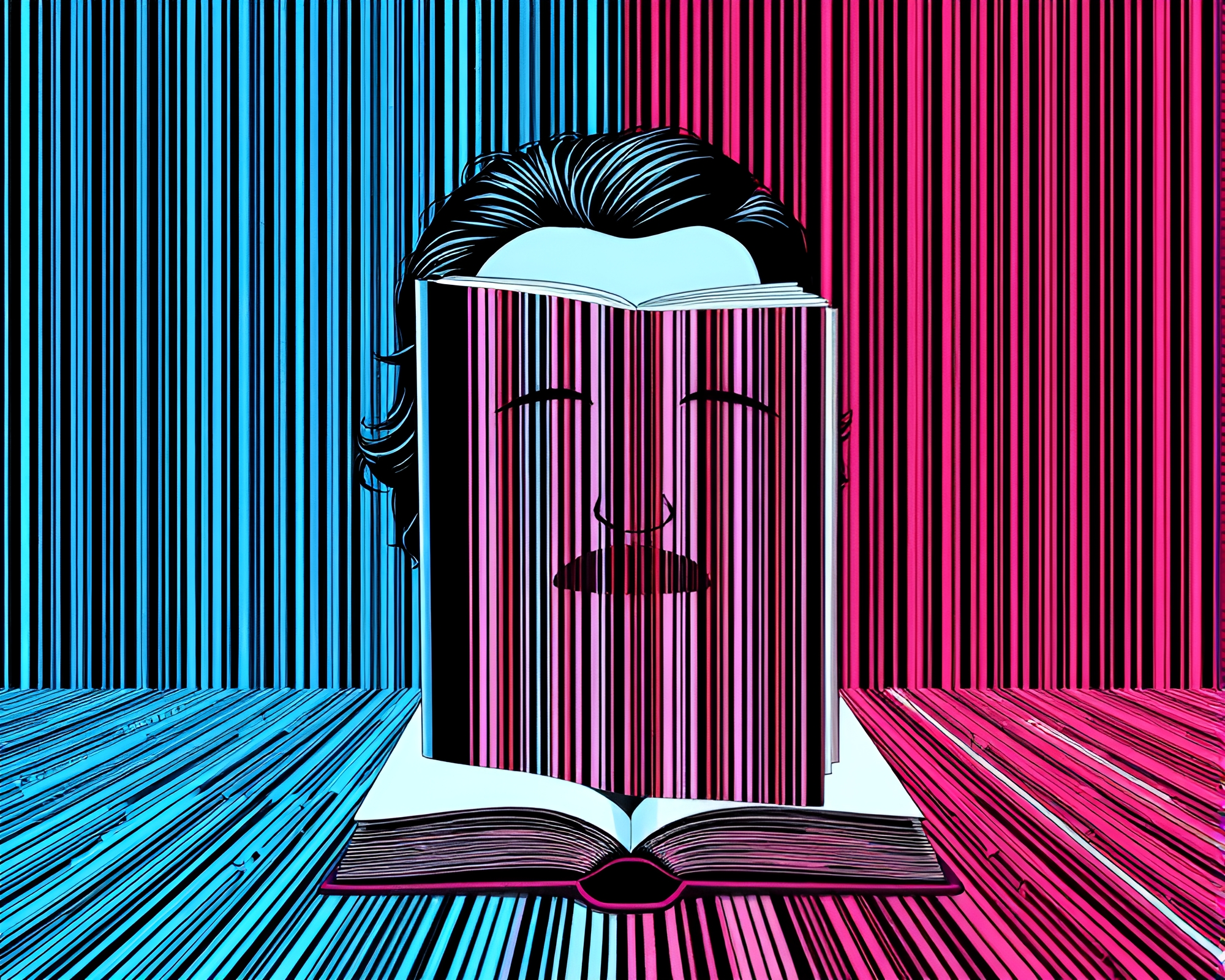 Surreal Barcode Adventure in Poe’s World – free AI stock image