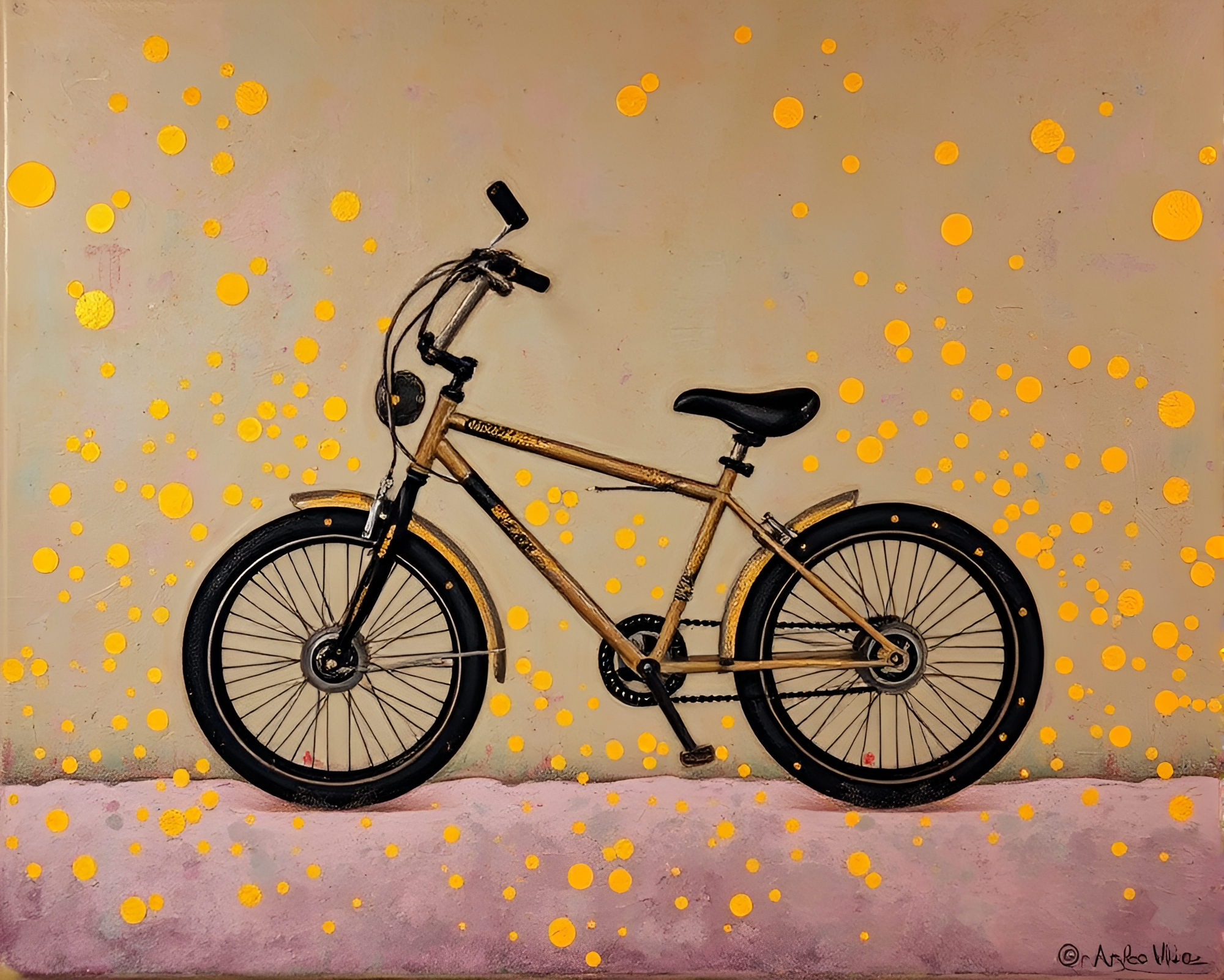 Savannah Gold Hoverbike in Encaustic Mildew Spots – free AI stock image