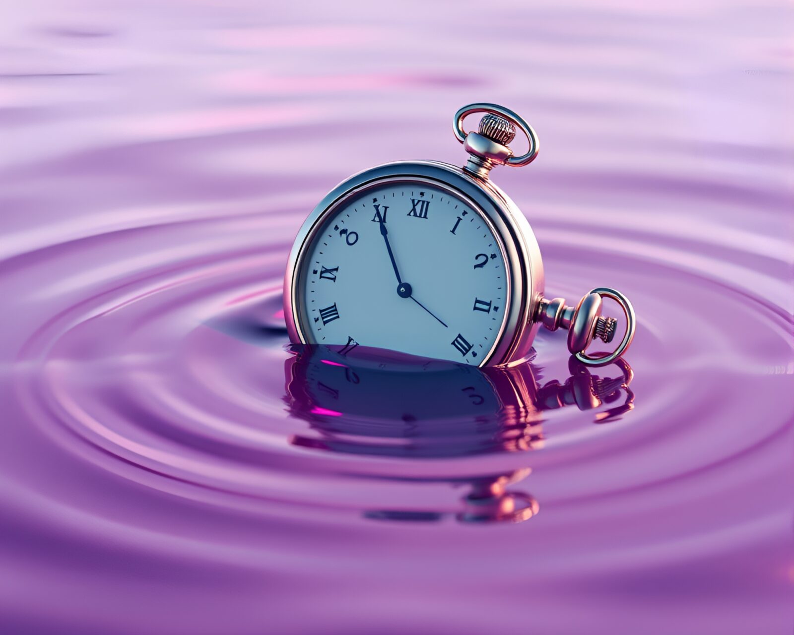 Low-poly 3D rendering of a pocket watch in water