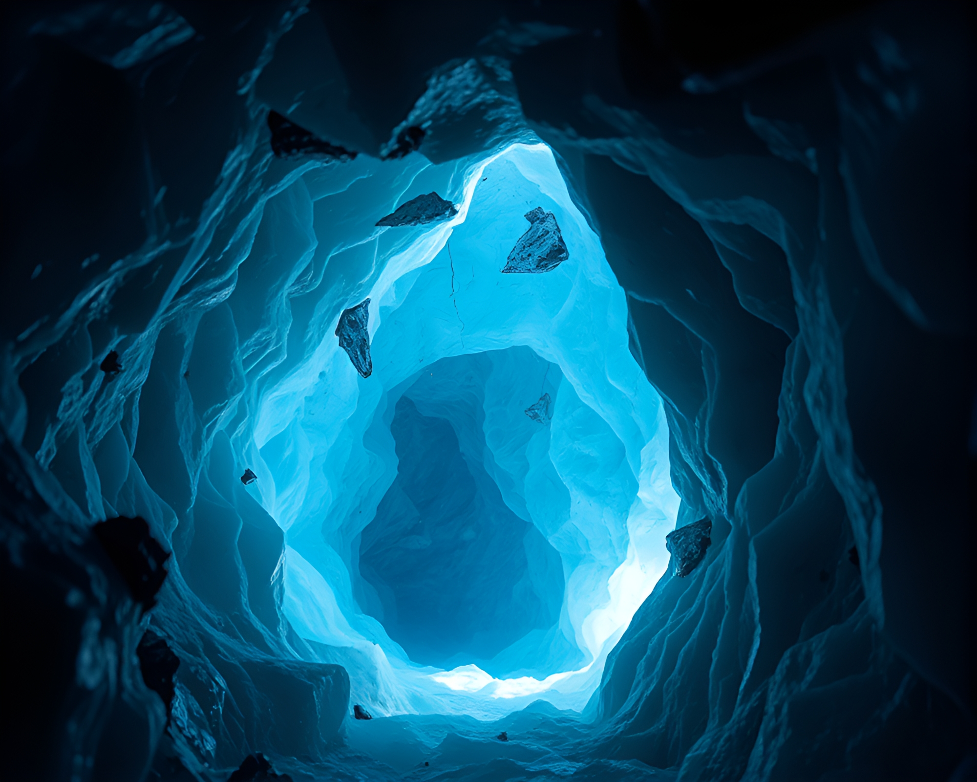 Prismatic Glacial Cave: Dystopian Refractions – free AI stock image