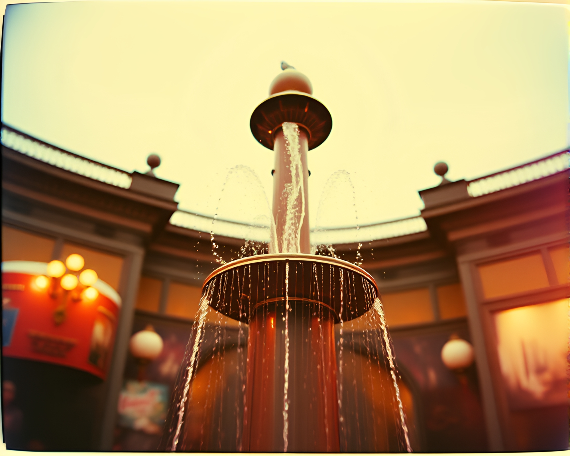 Surreal Chocolate Fountain at Low Angle Polaroid – free AI stock image