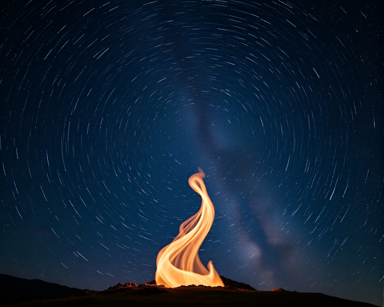 Off-center Djinn figure in dreamy milky way swirl