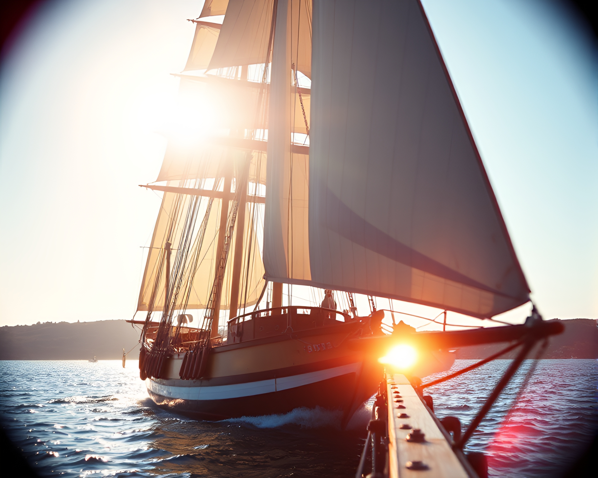 Classic Sailing Ship Split Focus Photocollage – free AI stock image