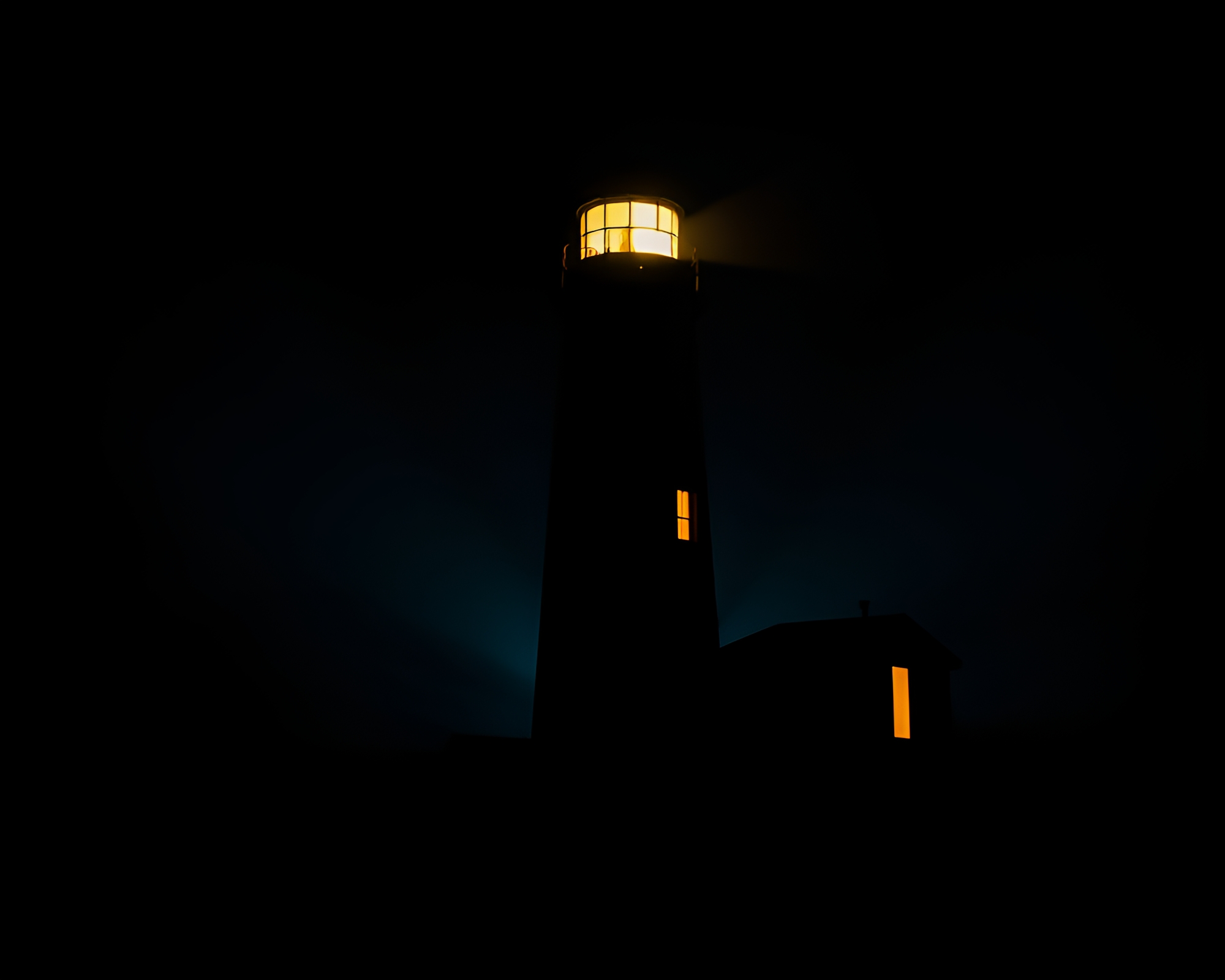 Ethereal Silhouette: Abandoned Lighthouse Photocollage – free AI stock image
