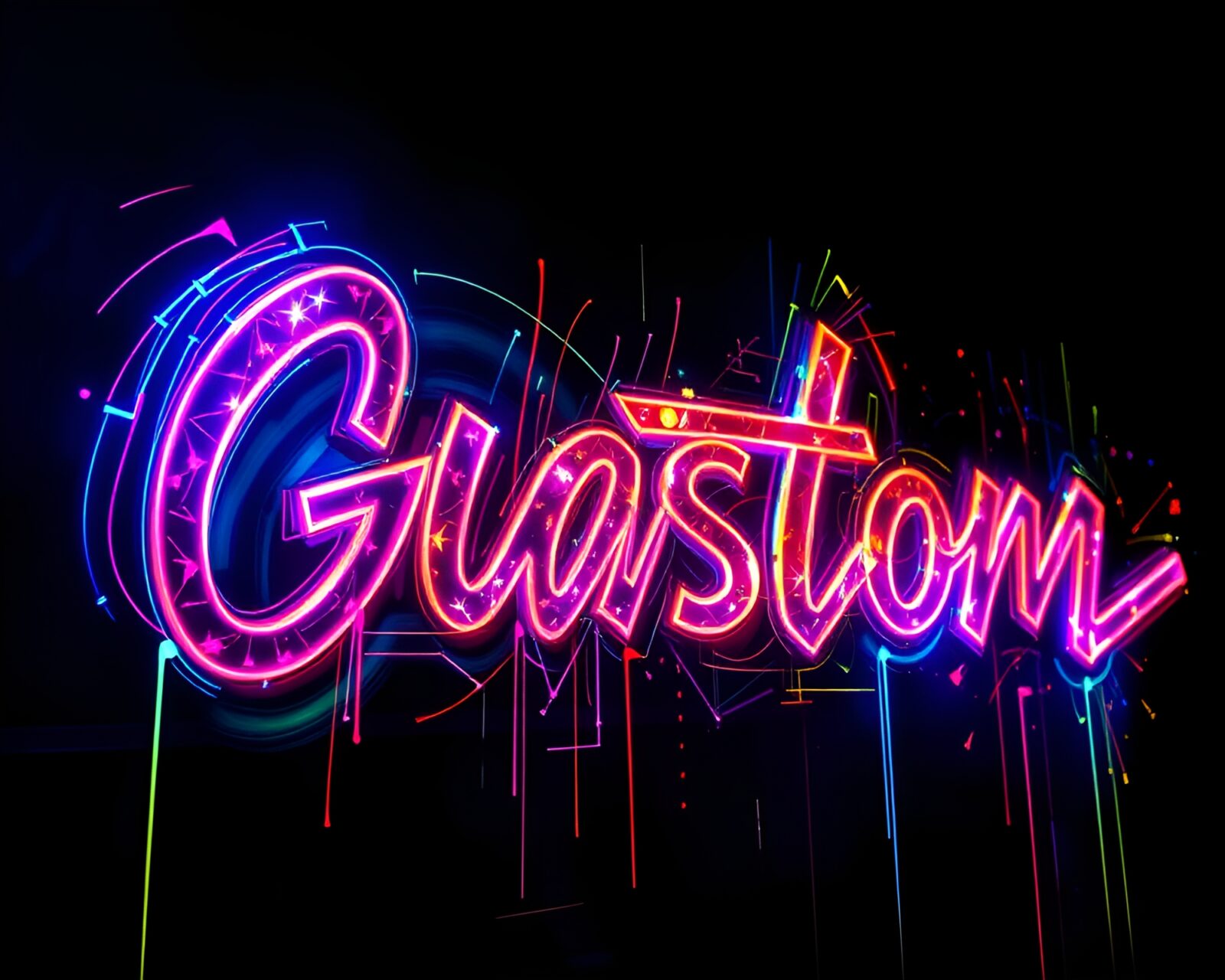 Colorful holographic display of neon graffiti in unique artistic style