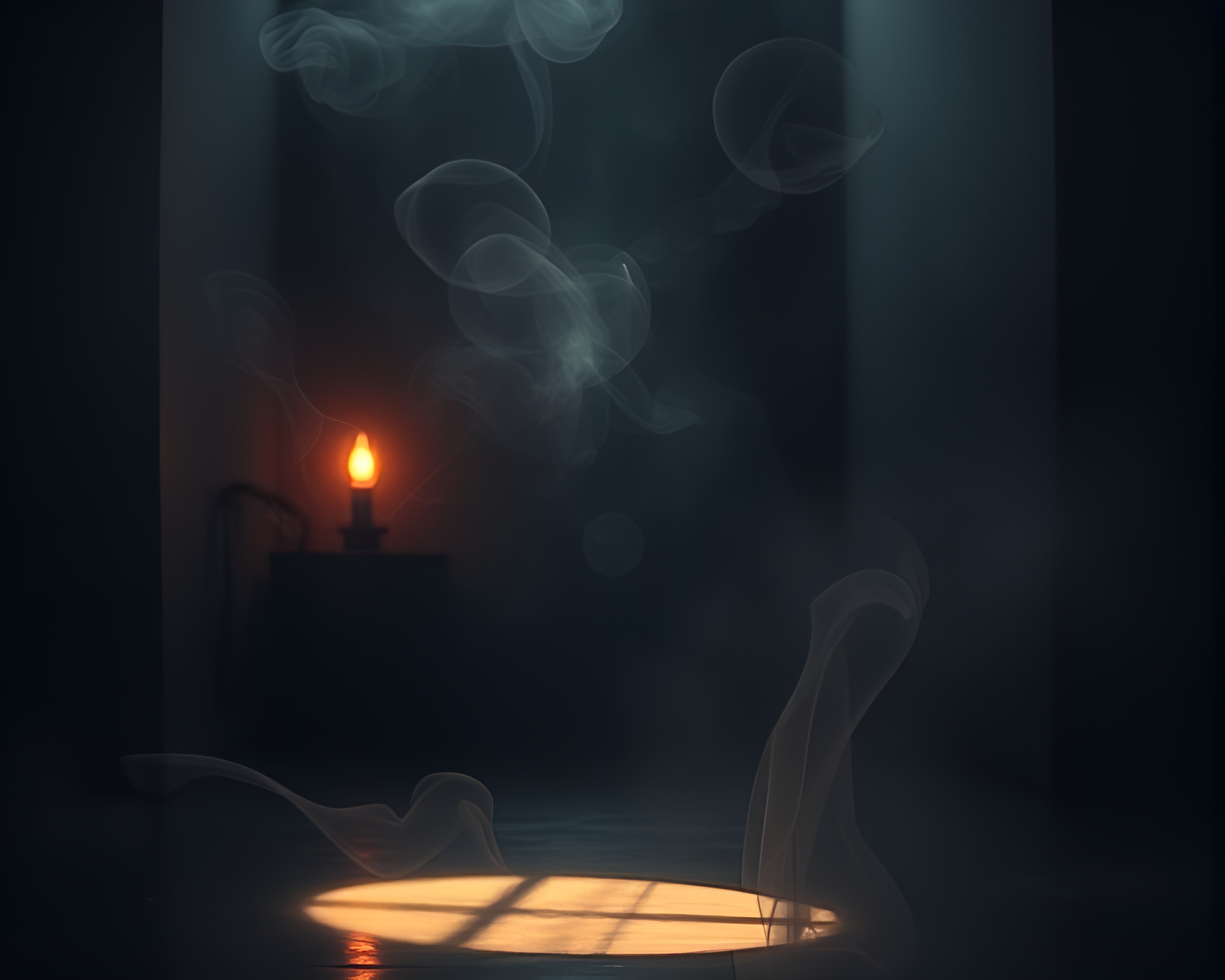 Ethereal Satyr amidst Smoke Rings in Fluid Simulation – free AI stock image