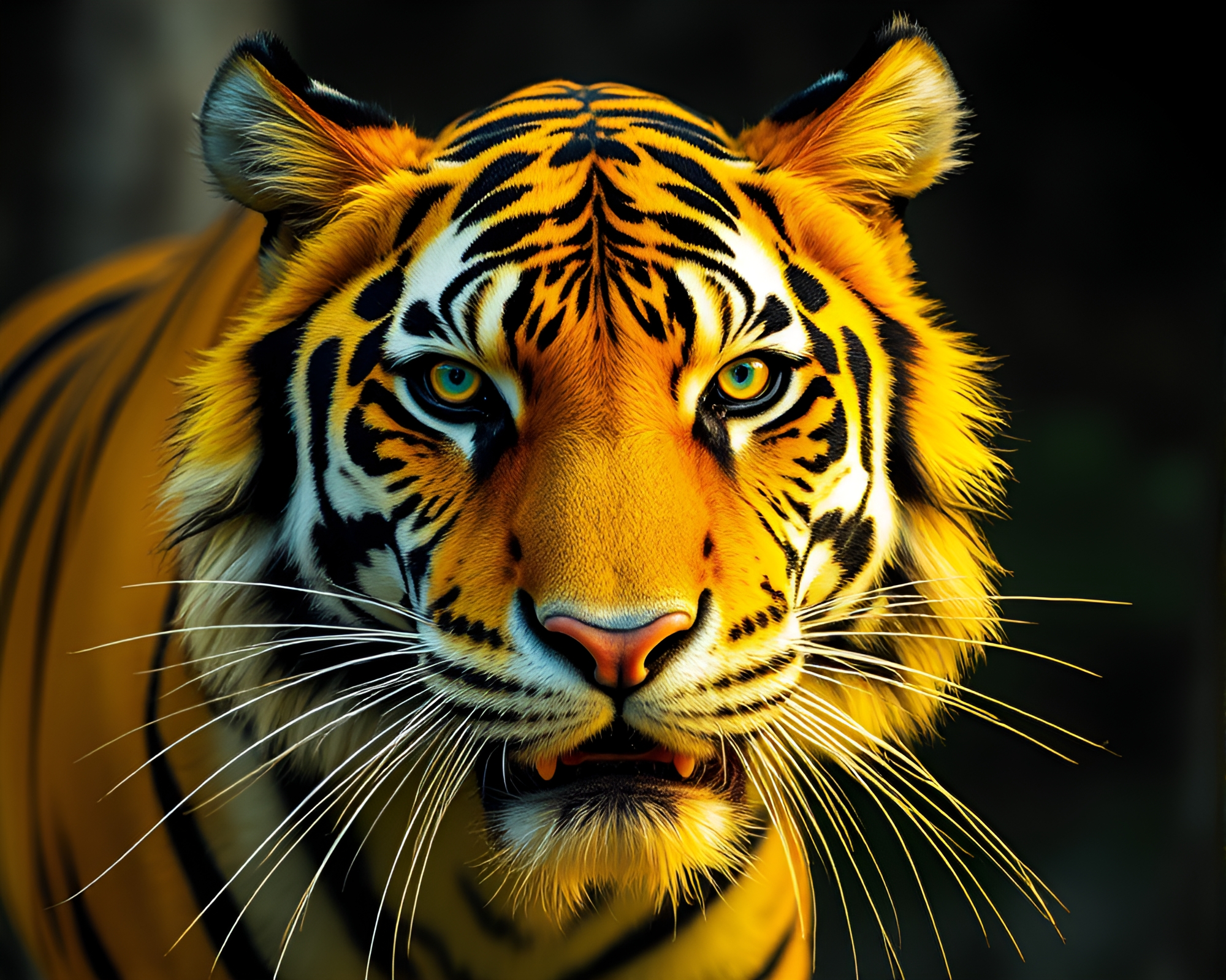Lemon Yellow Tiger Zoom Burst Duochrome Artwork – free AI stock image