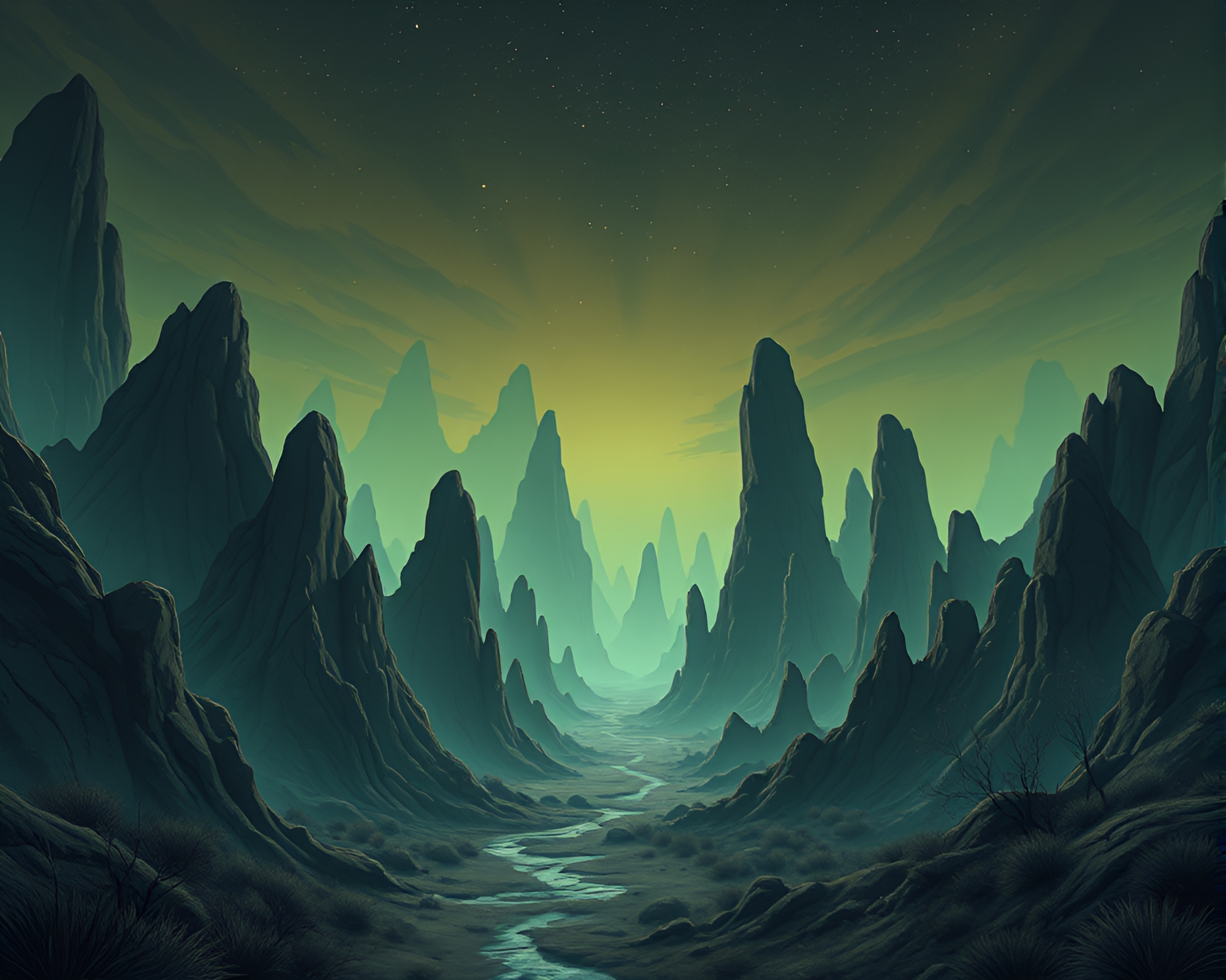Lovecraftian Horror Anime Landscape – free AI stock image