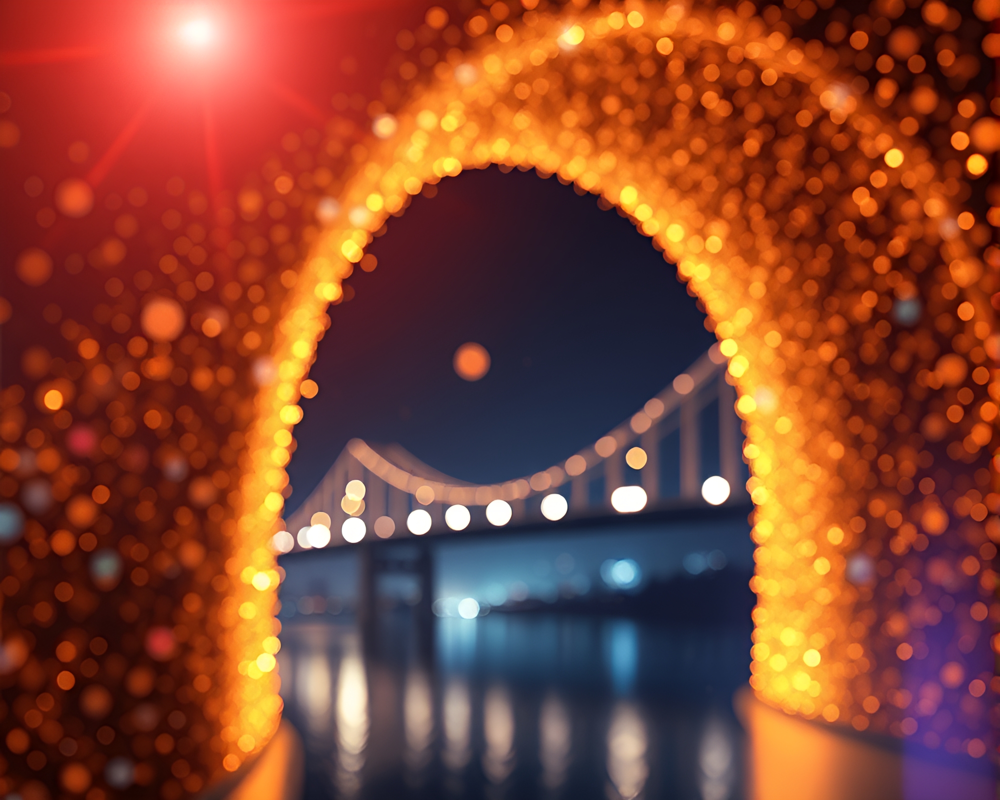 Enchanted Arch Bridge with Glitter Dust Glow – free AI stock image