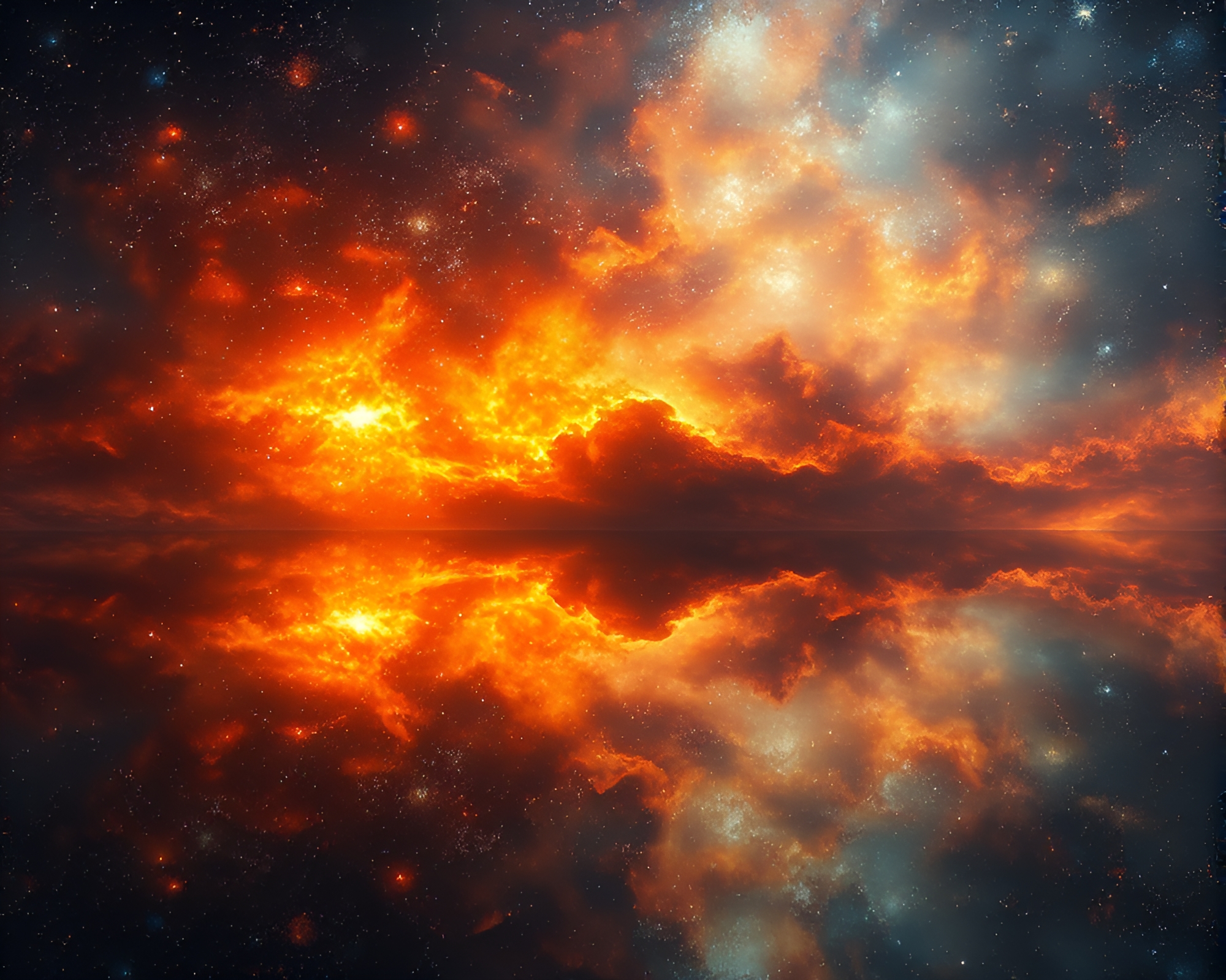 Celestial Bonfire Reflecting in Chrome – free AI stock image