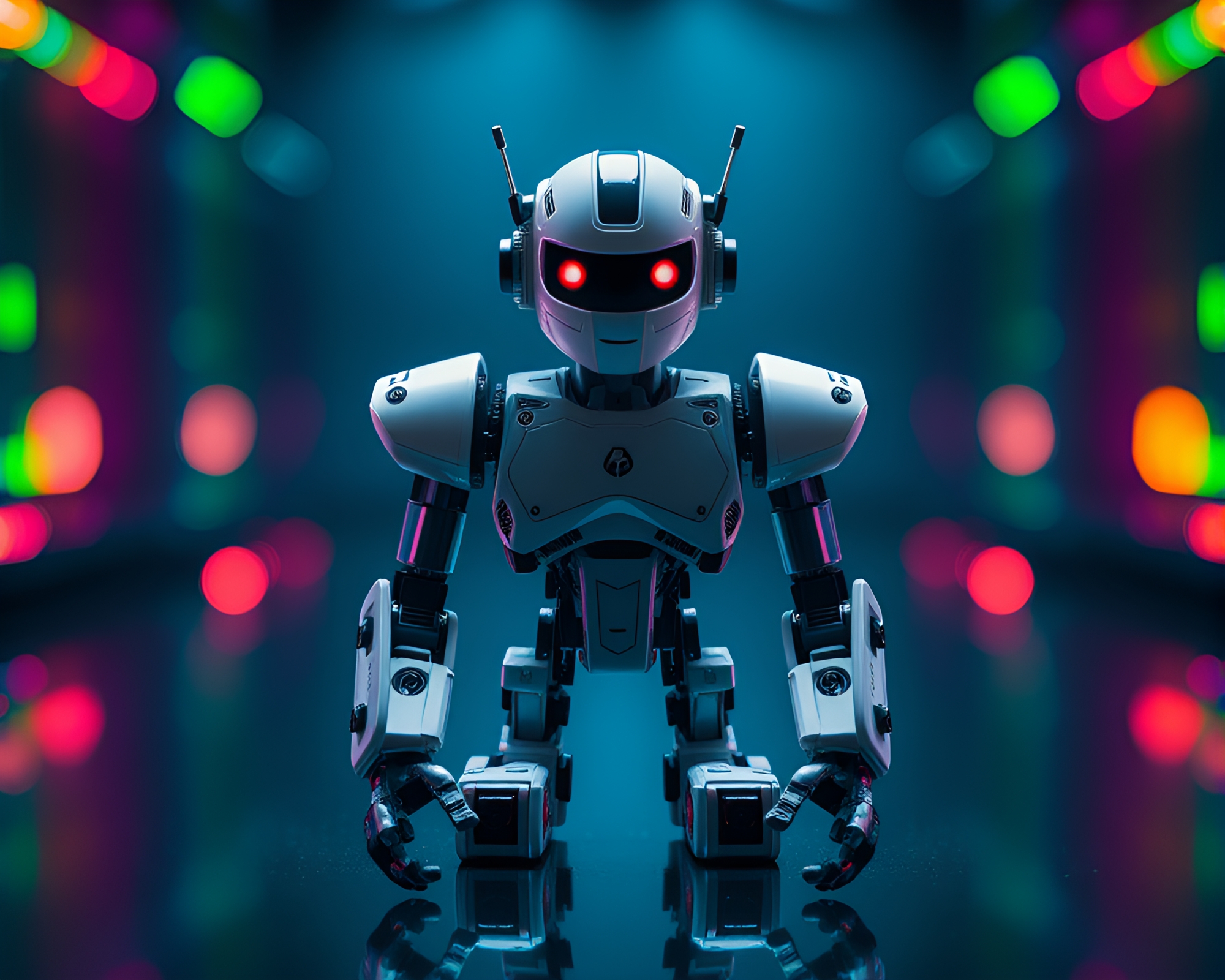 Rainbow Robot Wonderland in Tilt-Shift Dream – free AI stock image