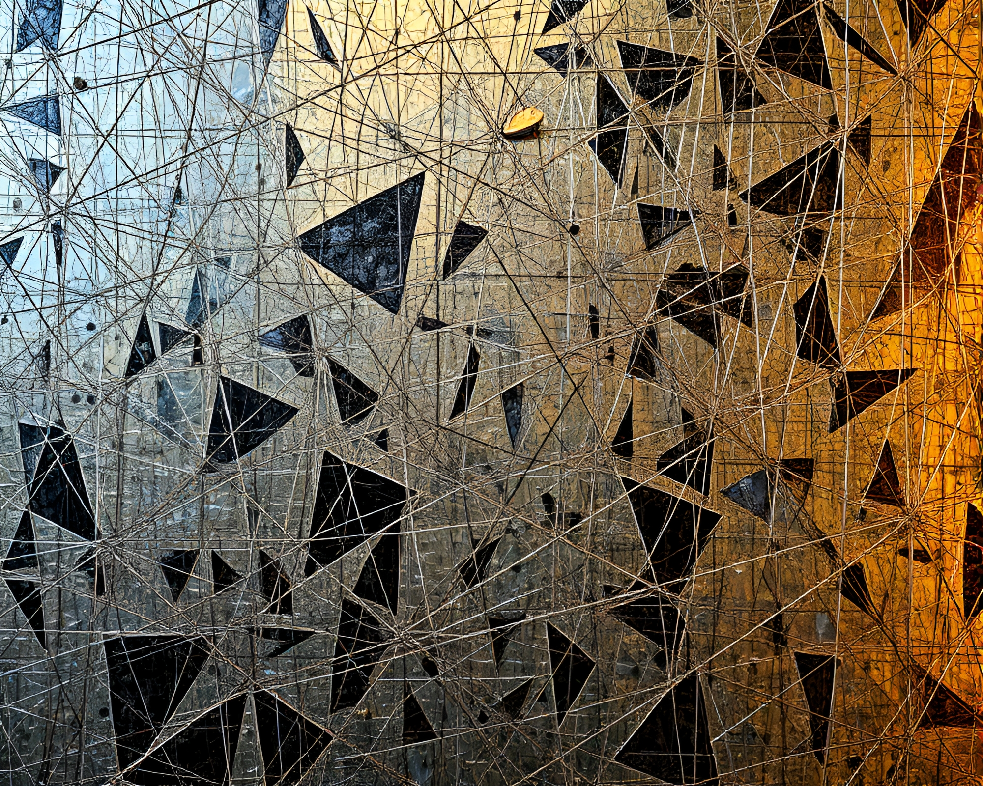 Pixelated Metallic Tessellations in Fresco Painting Style – free AI stock image