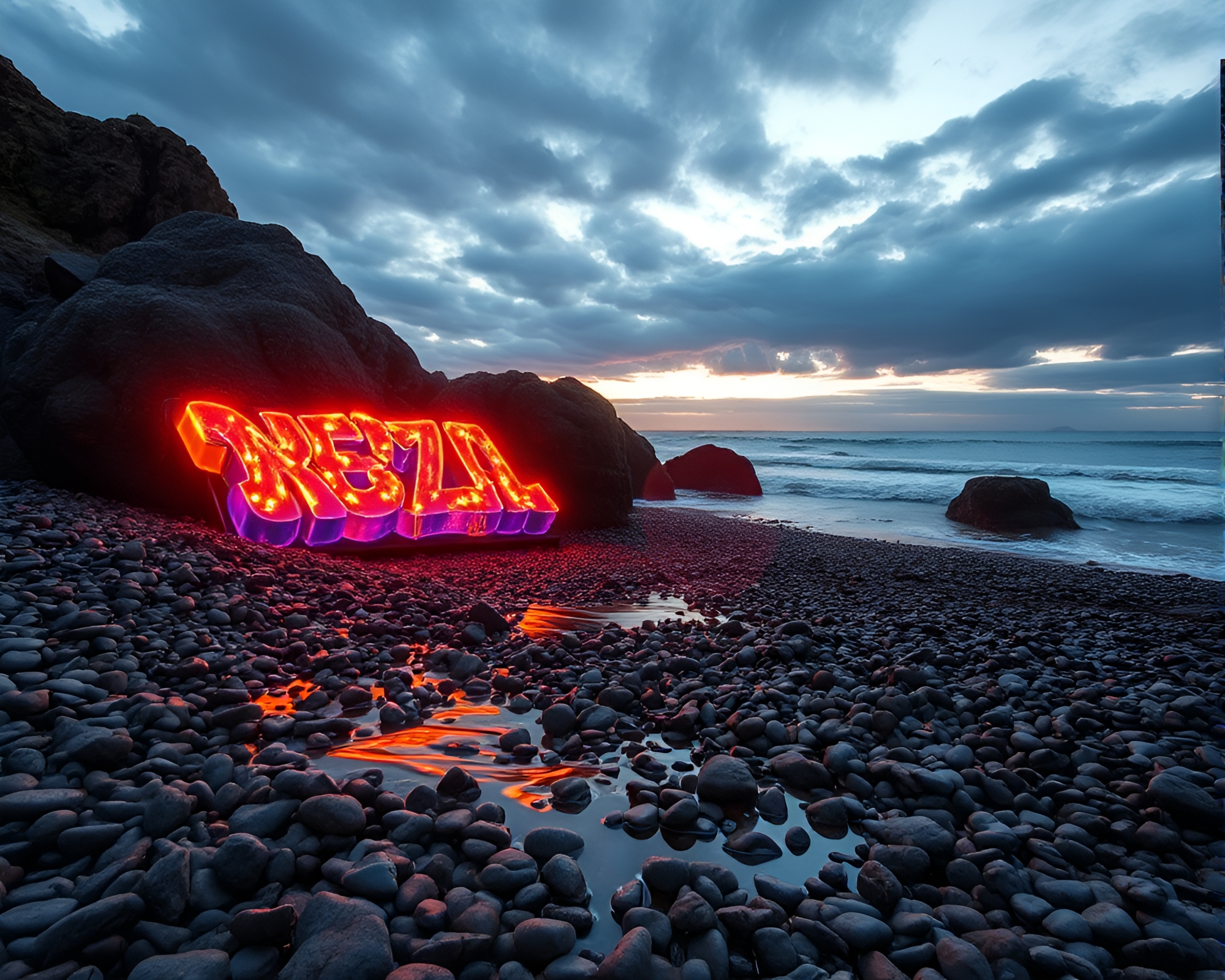 Graffiti Sorcery at Bio-Organic Beach – free AI stock image