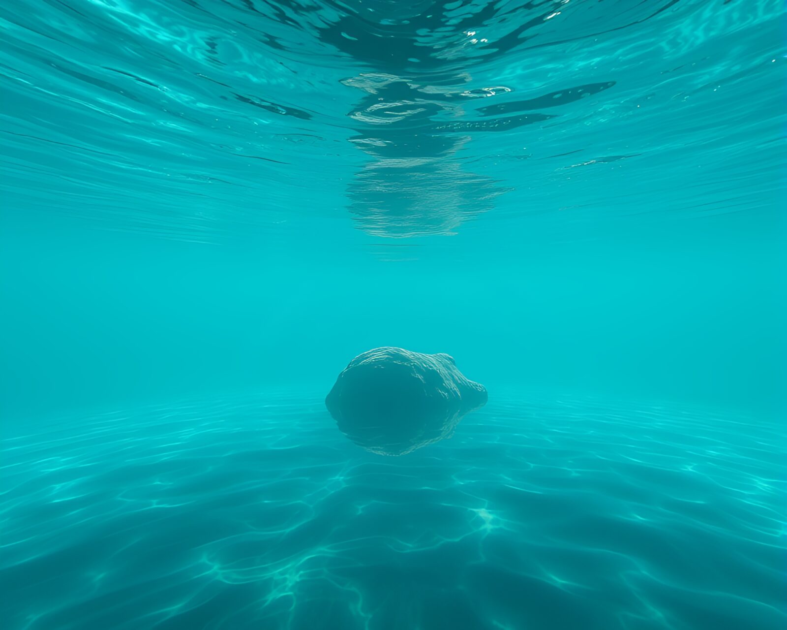 Calming turquoise underwater dome with intricate data visualizations