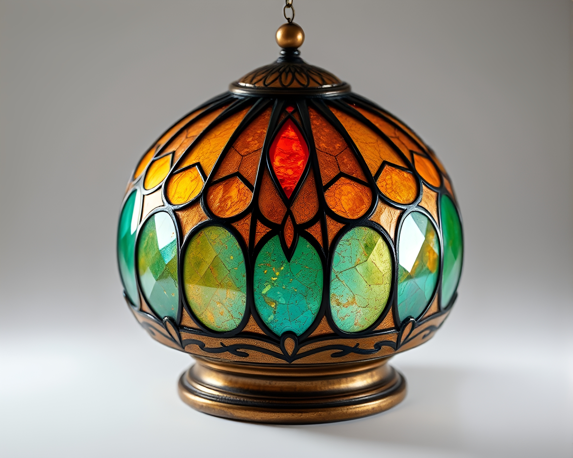 Bronze Patina Stained Glass Dome Illuminated Tattoo Flash – free AI stock image