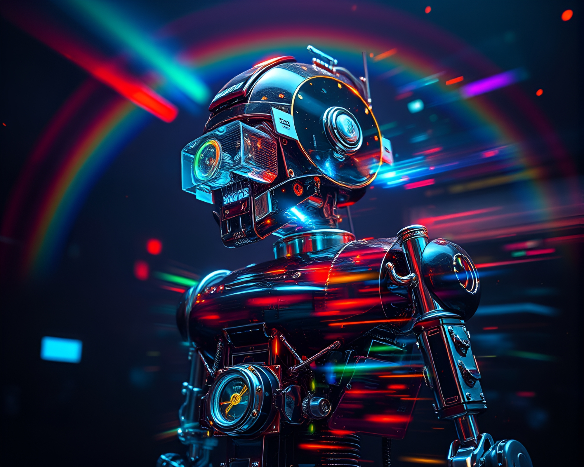 Cosmic Steampunk Robot Double Exposure Composition – free AI stock image