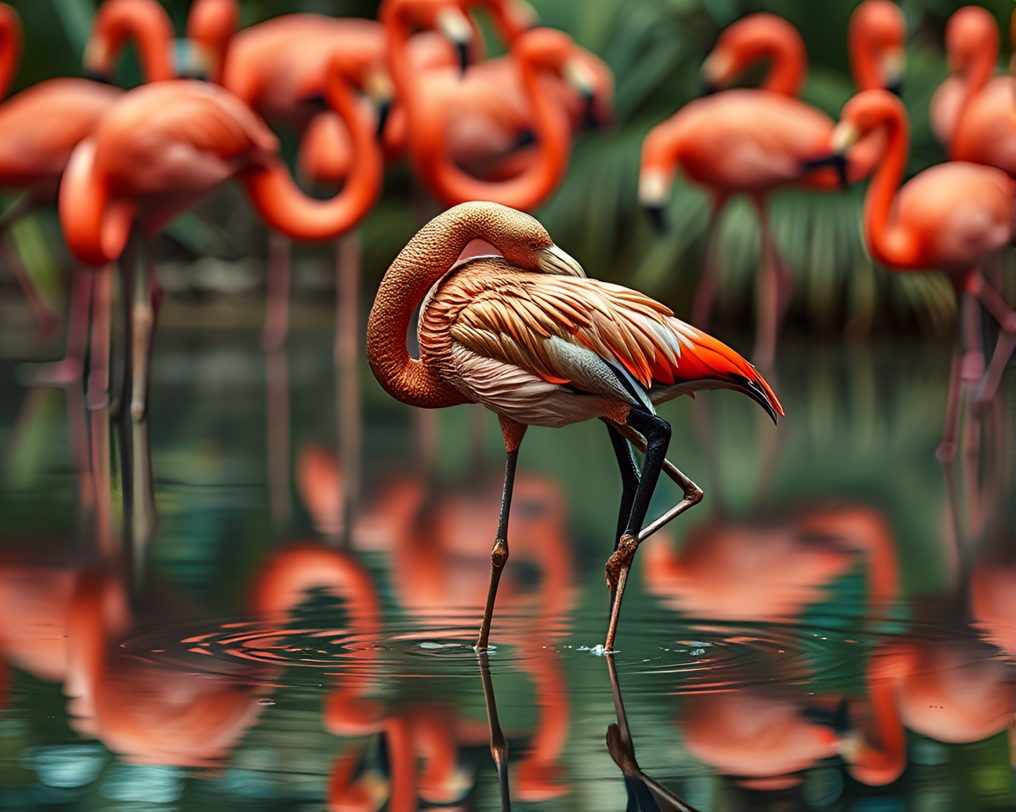 Bronze Patina Flamingo Fantasy – free AI stock image