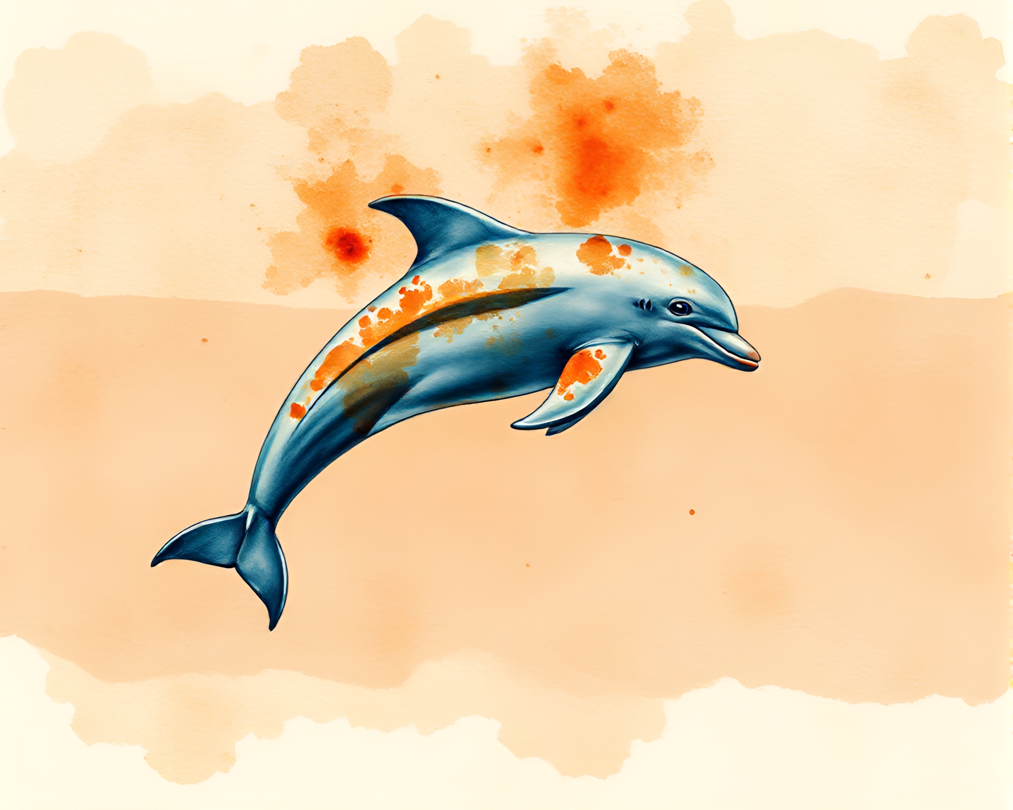 Rust Streaked Dolphin in Watercolor Dream – free AI stock image
