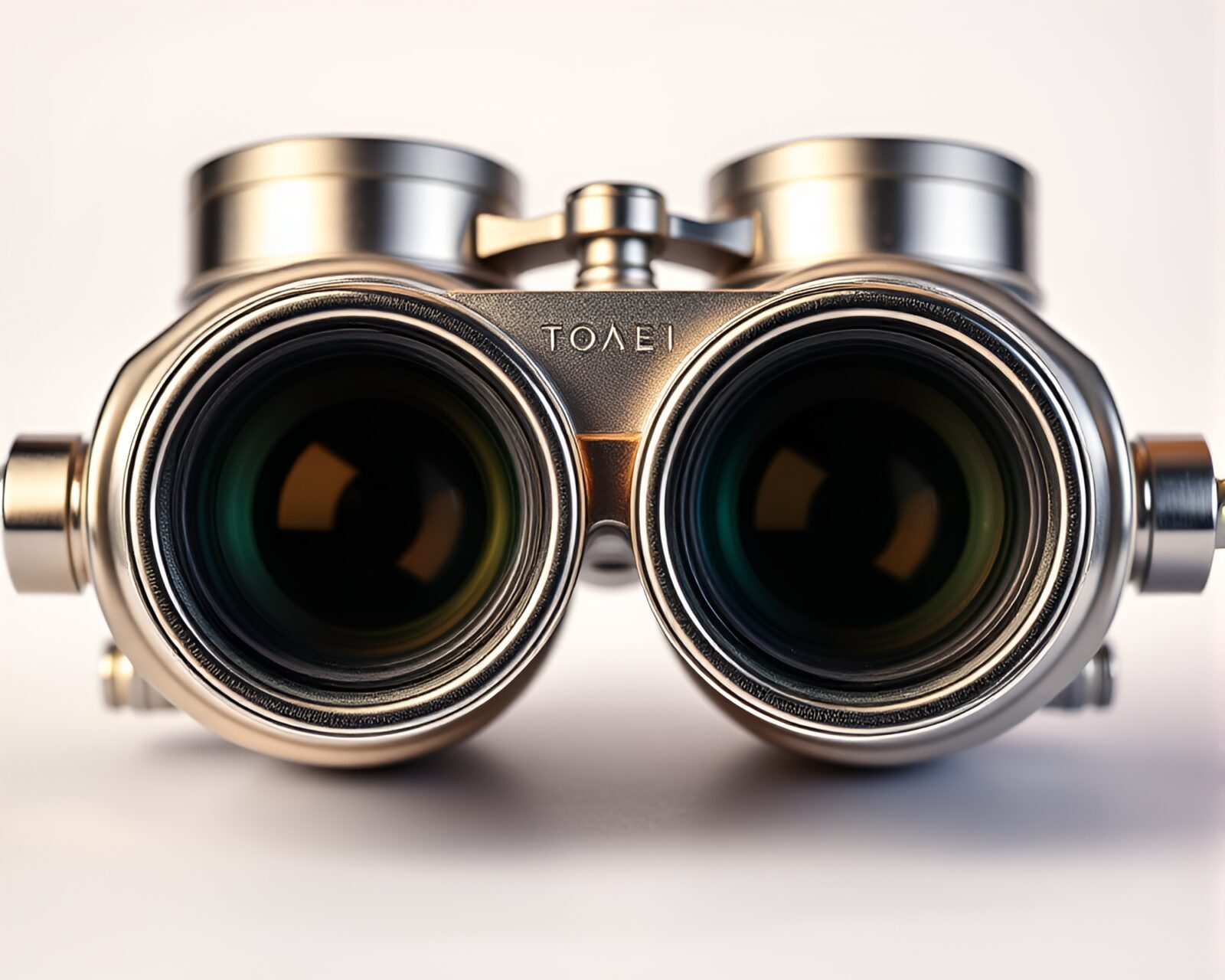 Shiny metallic binoculars with colorful pop art patterns