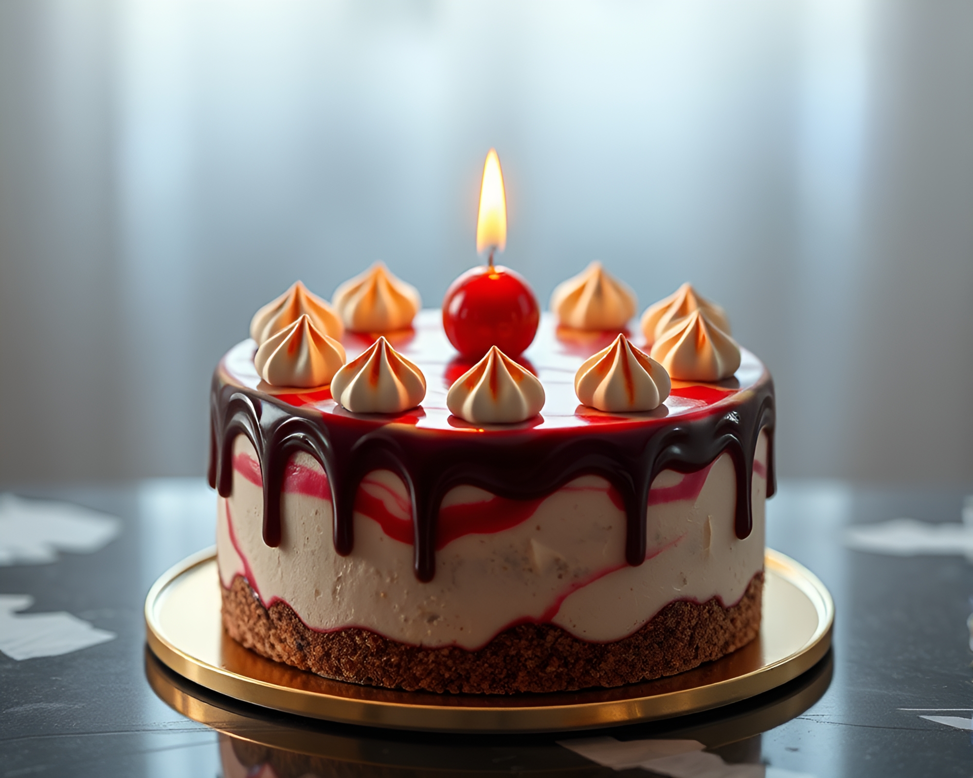 Sliced Marbled Cake with Glossy Highlights – free AI stock image
