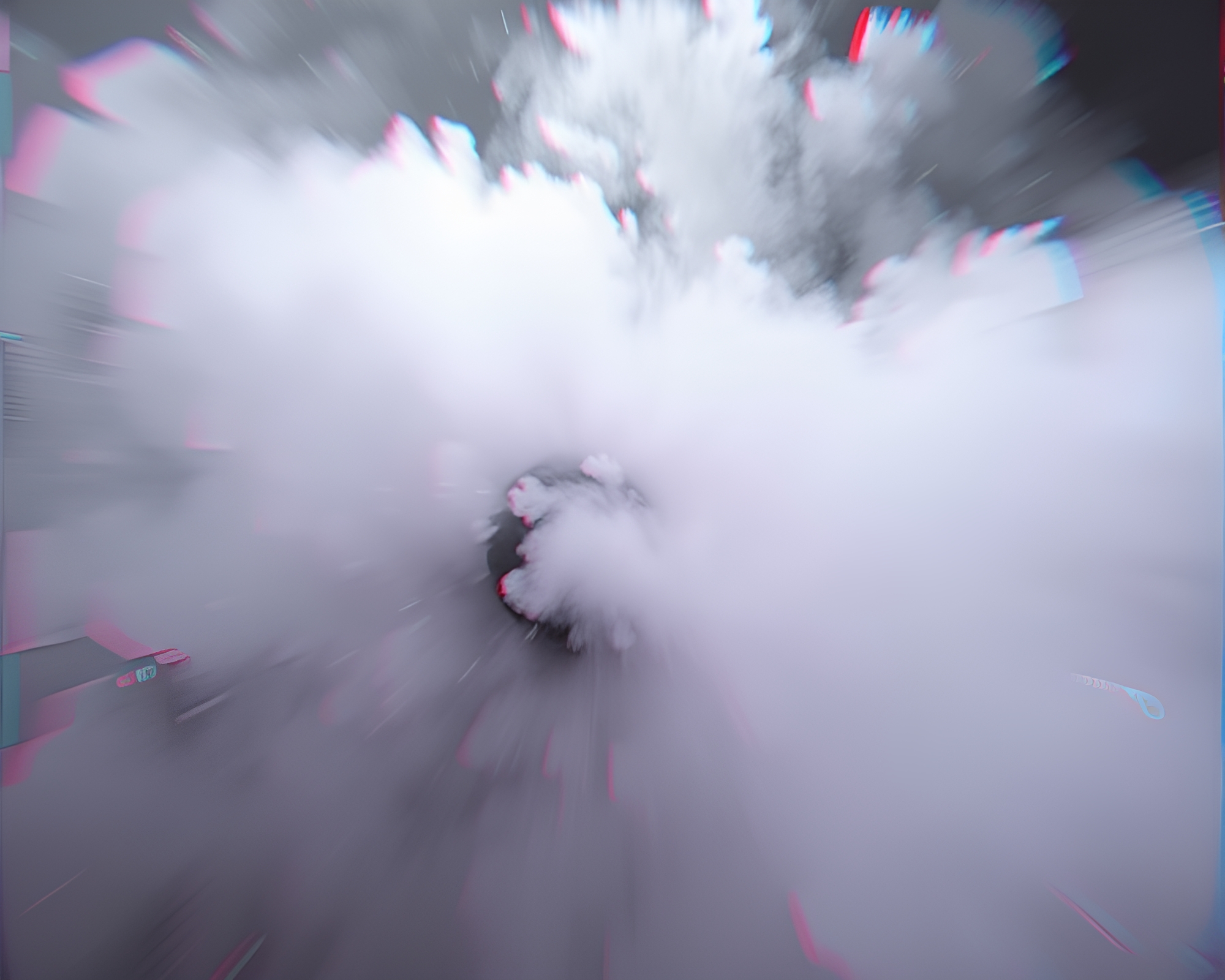 Quantum Computer Zoom Burst in Misty Anaglyph 3D – free AI stock image
