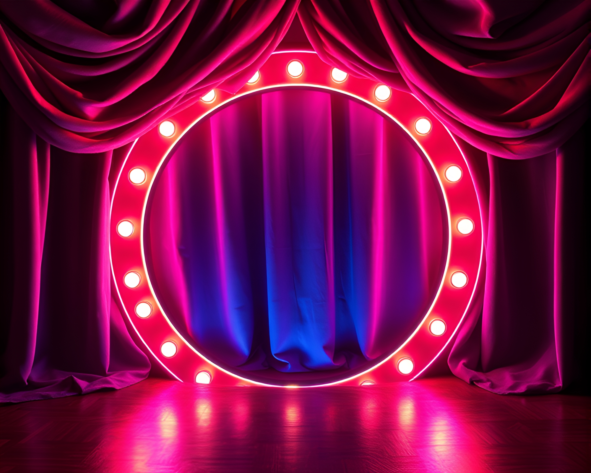 Magic Circle Fabric Folds in Neon Strobe Light – free AI stock image