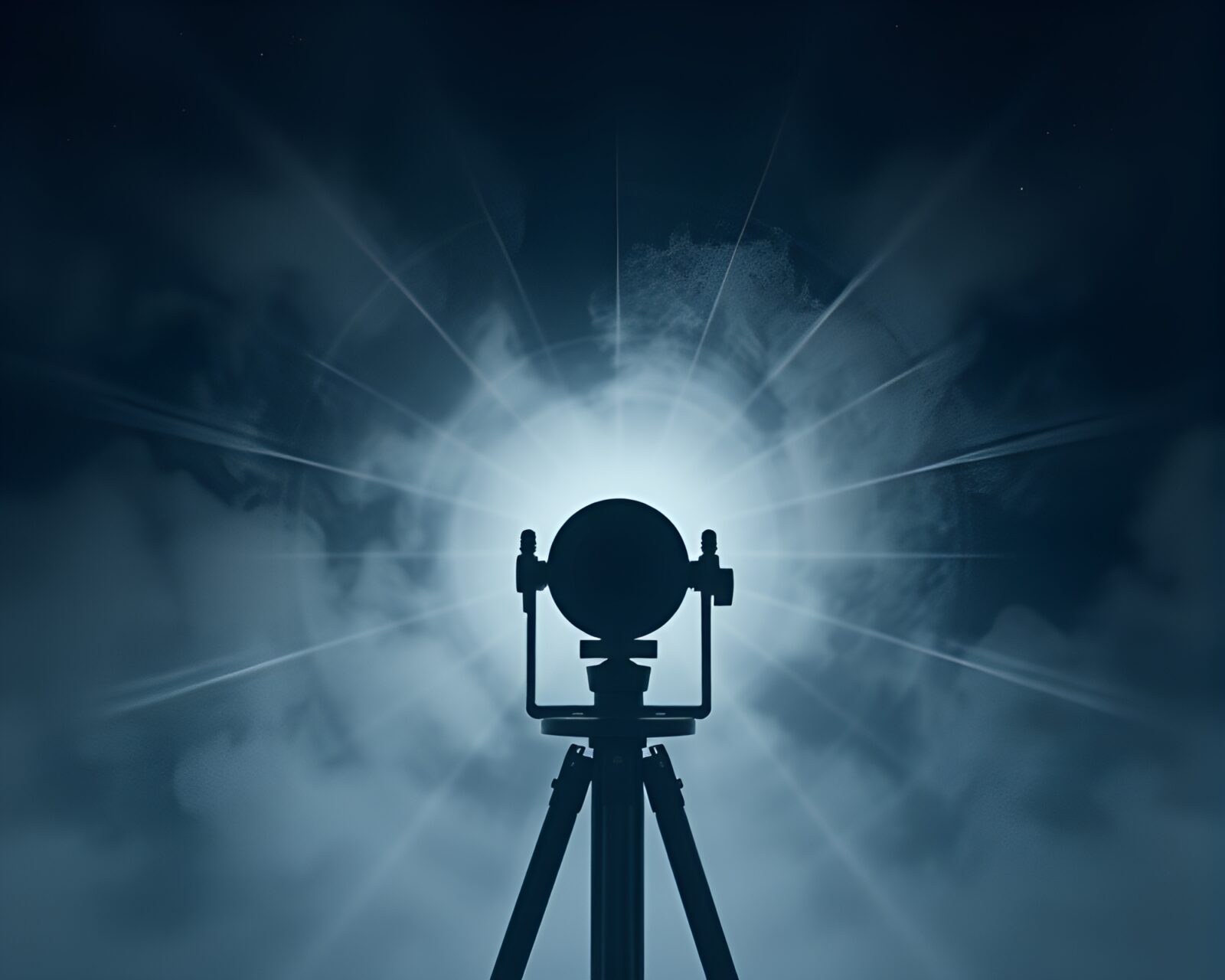 A misty scene with radial symmetry and a telescope.