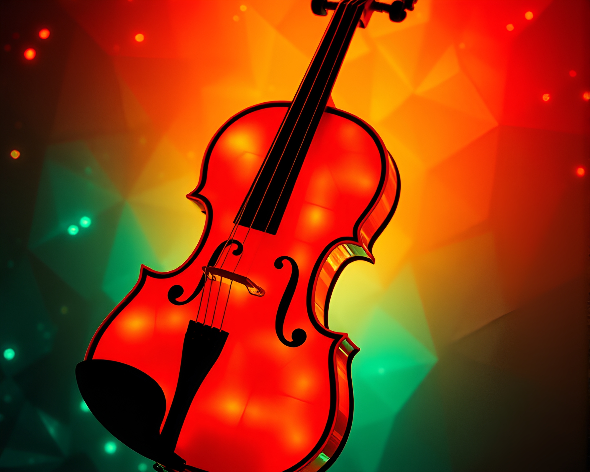 Elegant Violin Symphony in Hyper-Saturated Glow – free AI stock image