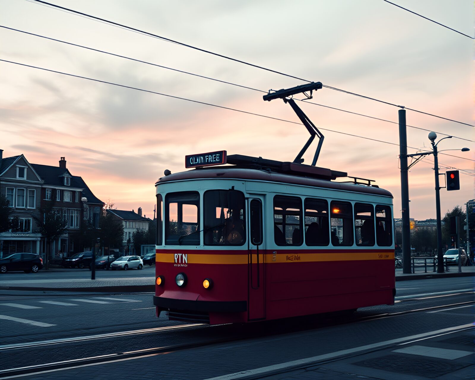 Minimalist design cable car in acid wash palette