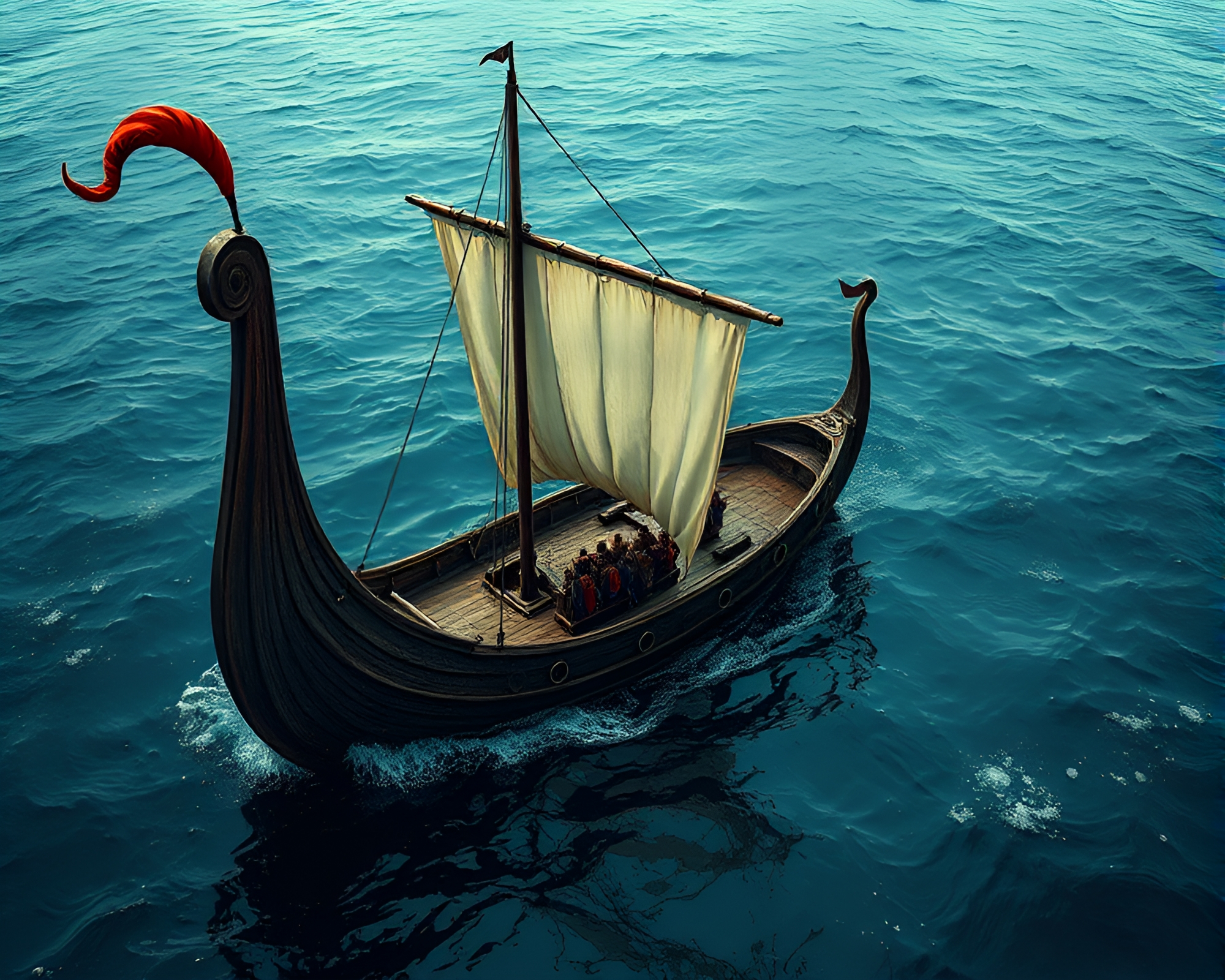 Viking Longship Fashioned in Oil-Rich Textures – free AI stock image