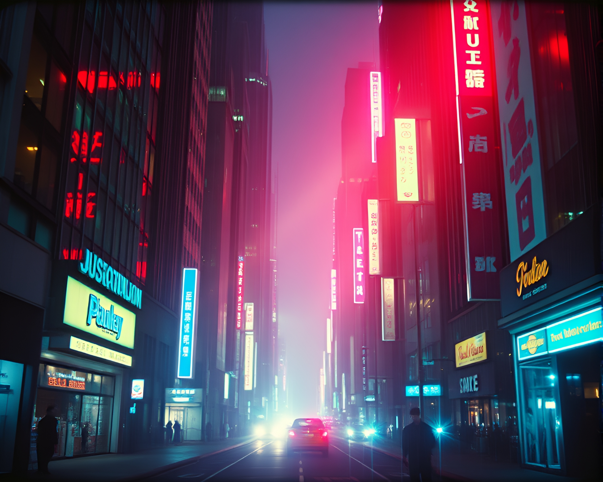 Futuristic Cityscape with Paint Drip Compositions – free AI stock image