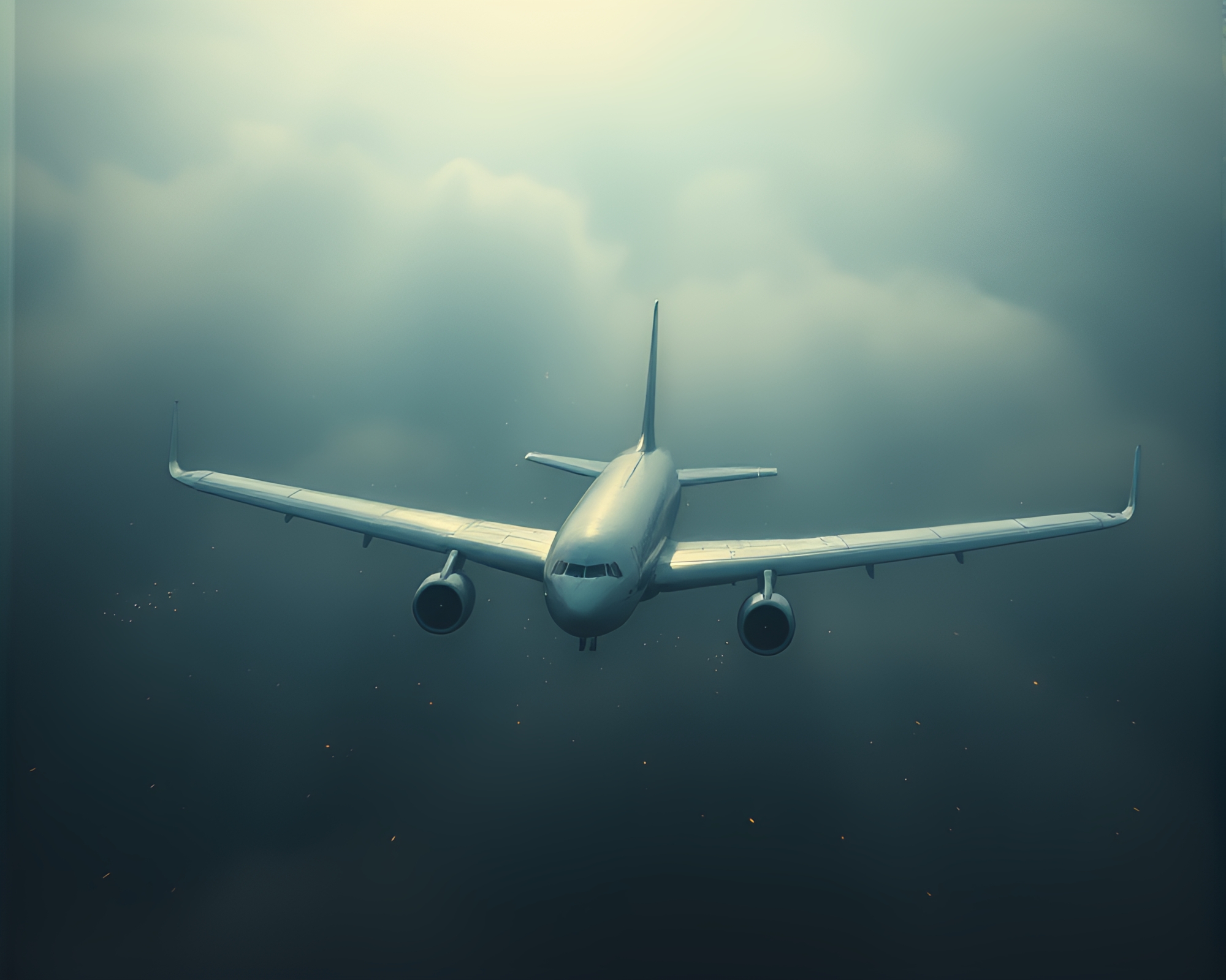 Ethereal Airplane Delicately Hatched in Dreamy Light – free AI stock image