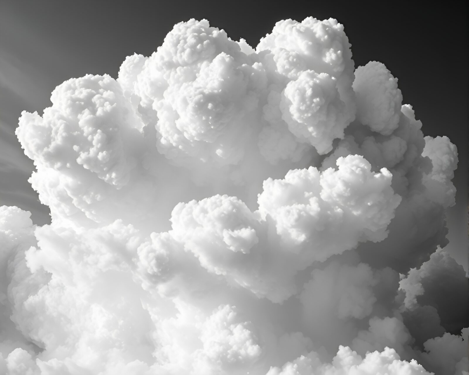 Abstract explosion cloud in Escher-inspired pixelated selective color design