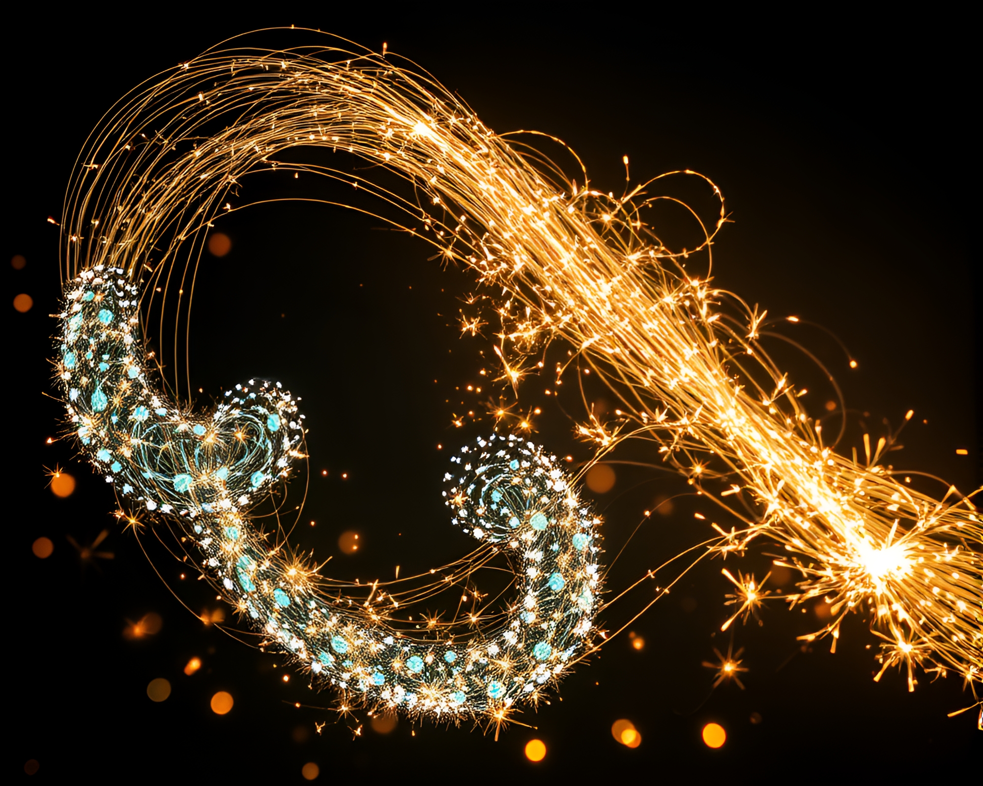 Mesmerizing Mermaid with Holographic Sparkler Trails – free AI stock image