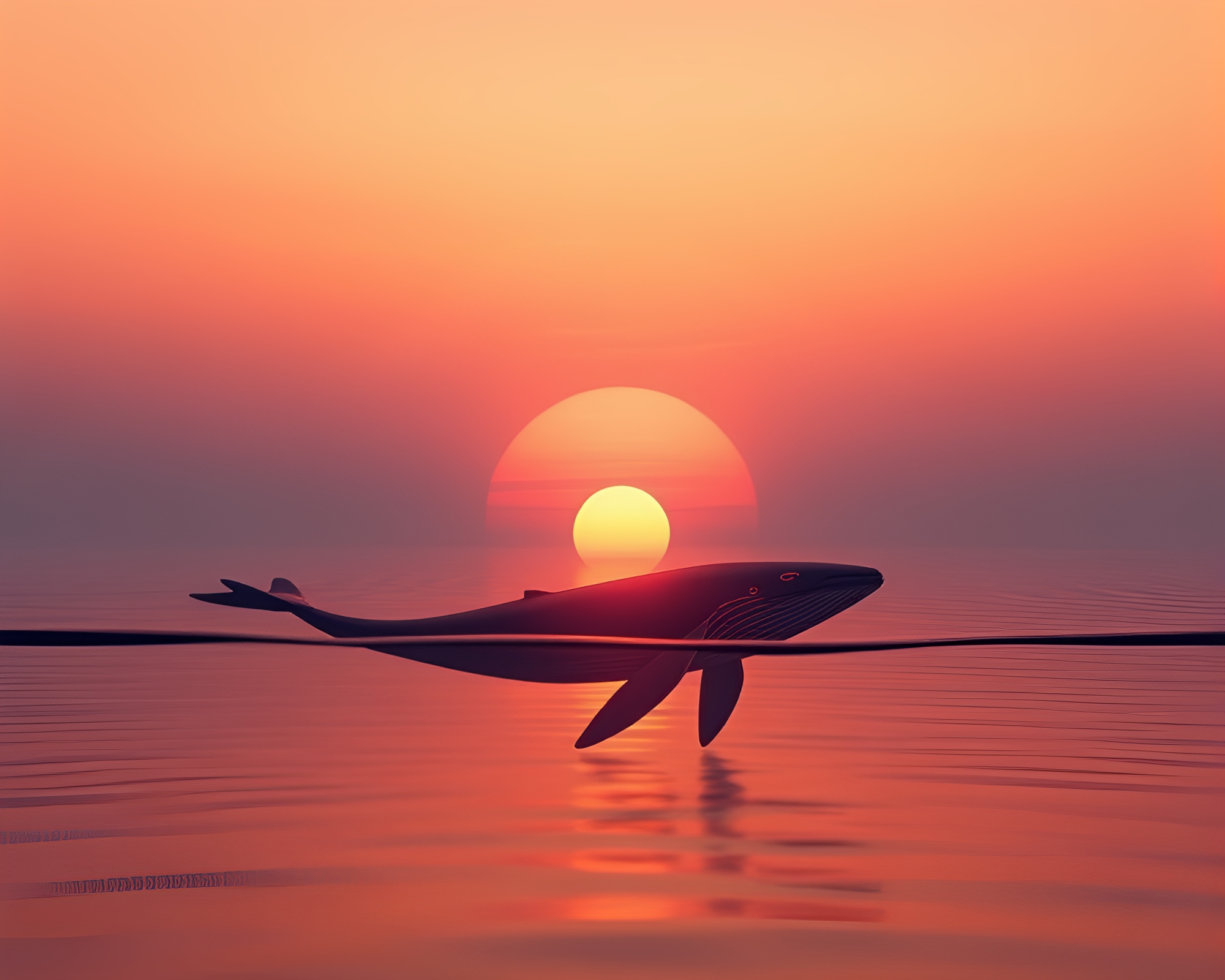Whale Wireframe Render at Dusk Sunset – free AI stock image